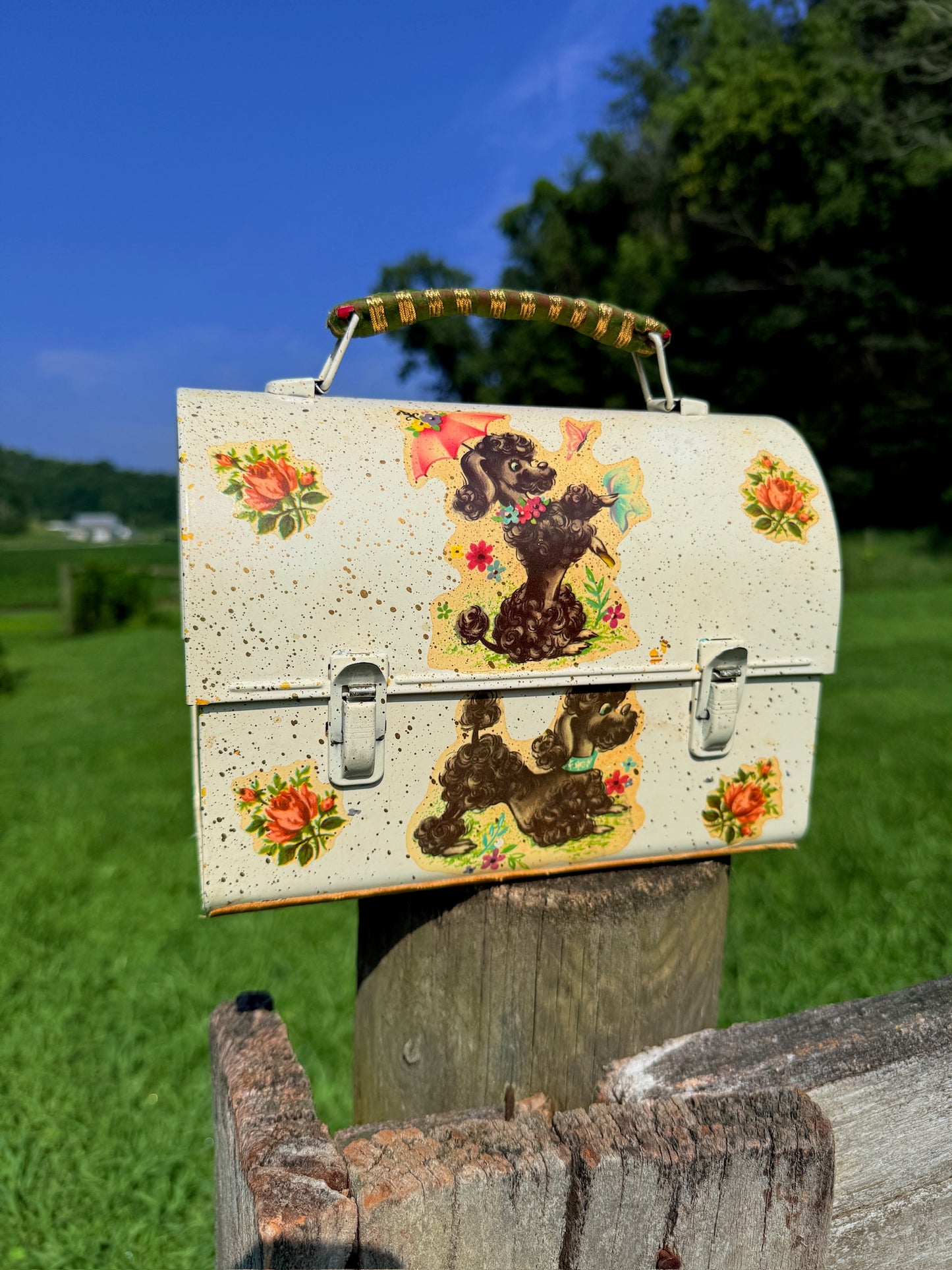 Vintage 1950s Poodle Print Toolbox Handbag