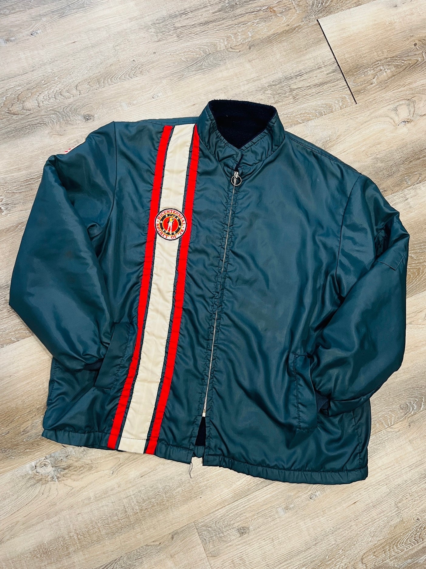 Vintage 1970s Navy "Spirit of '76" Patched Zip-Up Jacket | XL