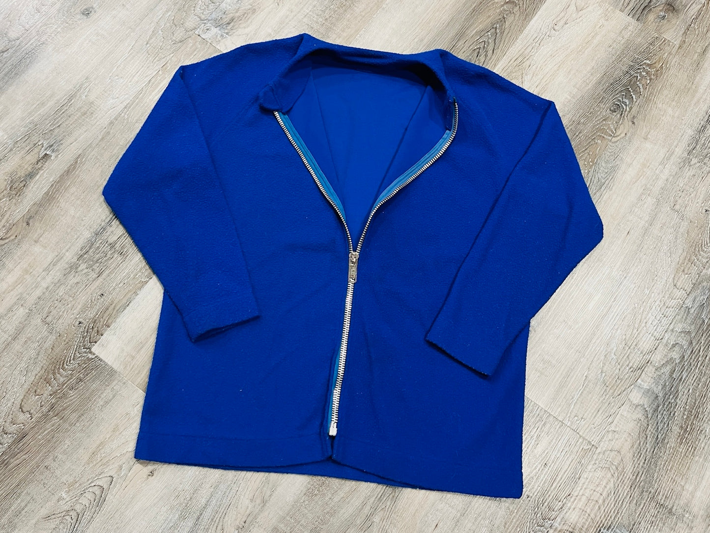 Vintage 1980s Blue Fleece Zip-Up Lightweight Jacket | L/XL