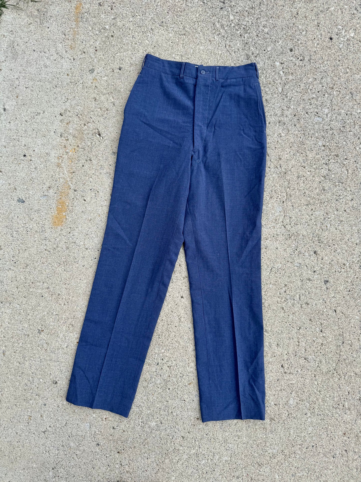 Vintage 1950s Military Issue Blue Wool Trousers | Waist 28”
