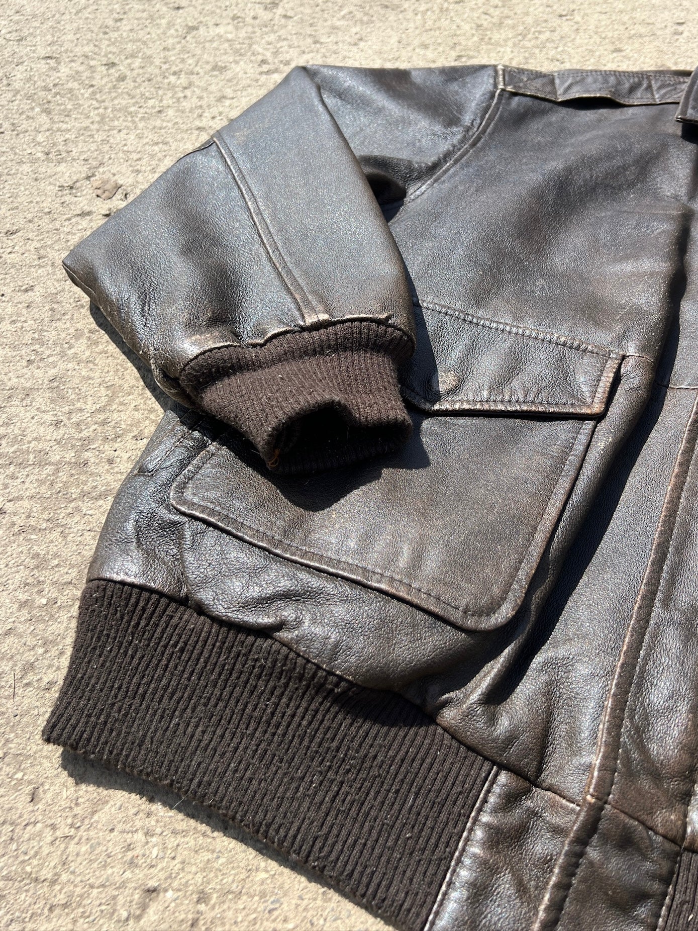 Vintage 1990s James Dean Brown Leather Bomber Jacket | XL