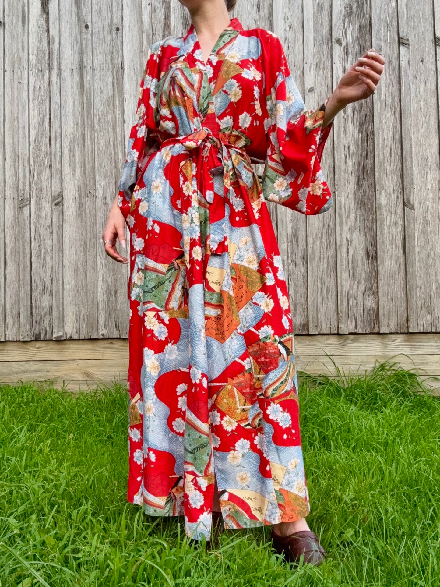 Vintage Ichiban Floral Floor Length House Coat | L/XL