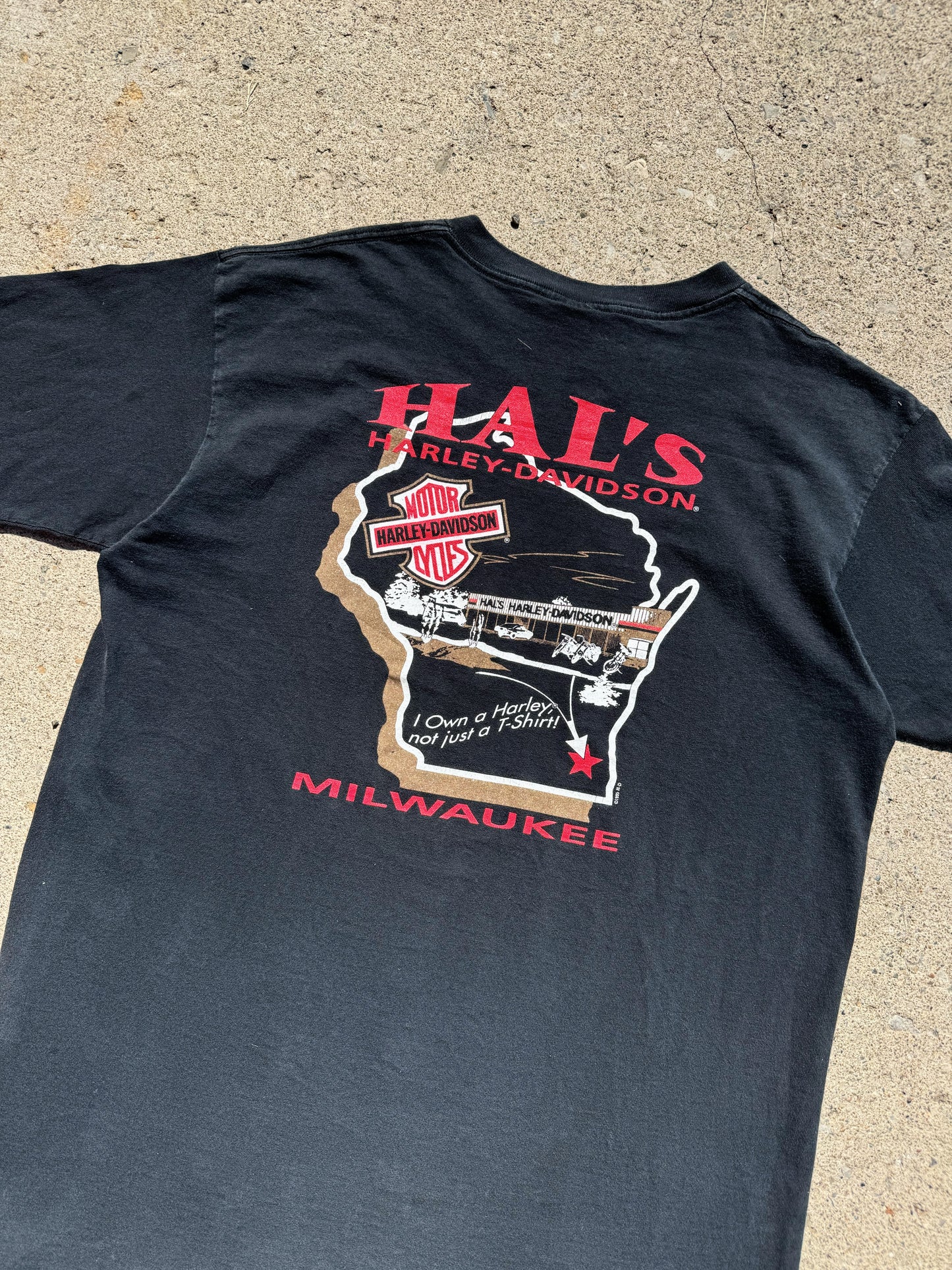 Vintage 1990s Harley Davidson Milwaukee Two-Sided Graphic Tee | Large