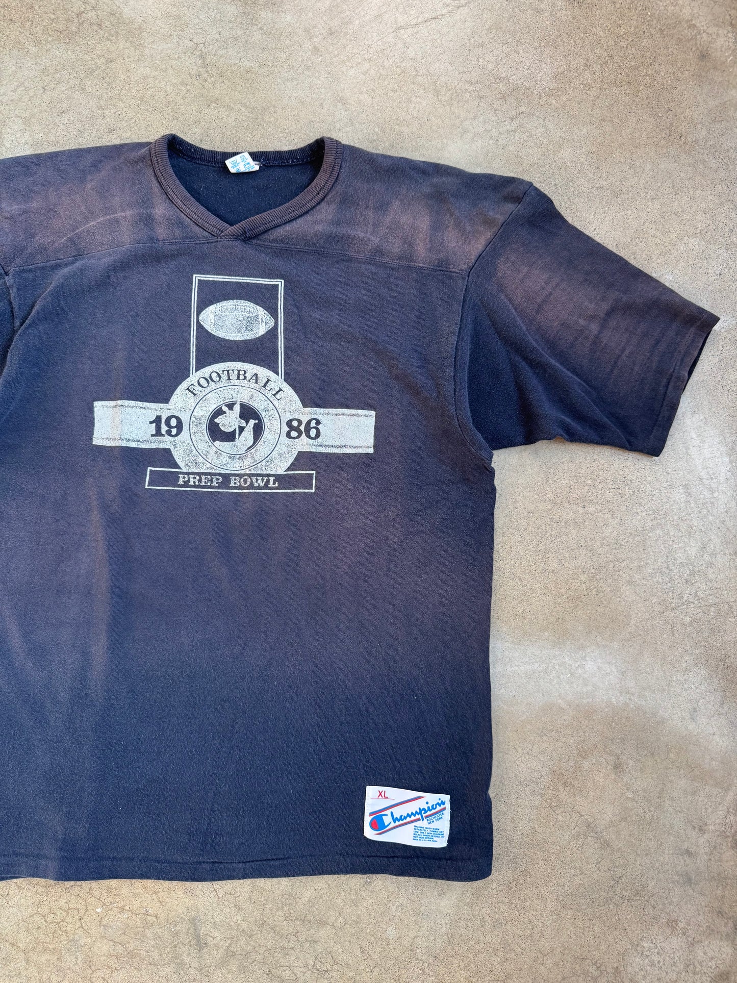 Vintage 1986 Champion Bleached Prep Bowl Football Shirt | XL