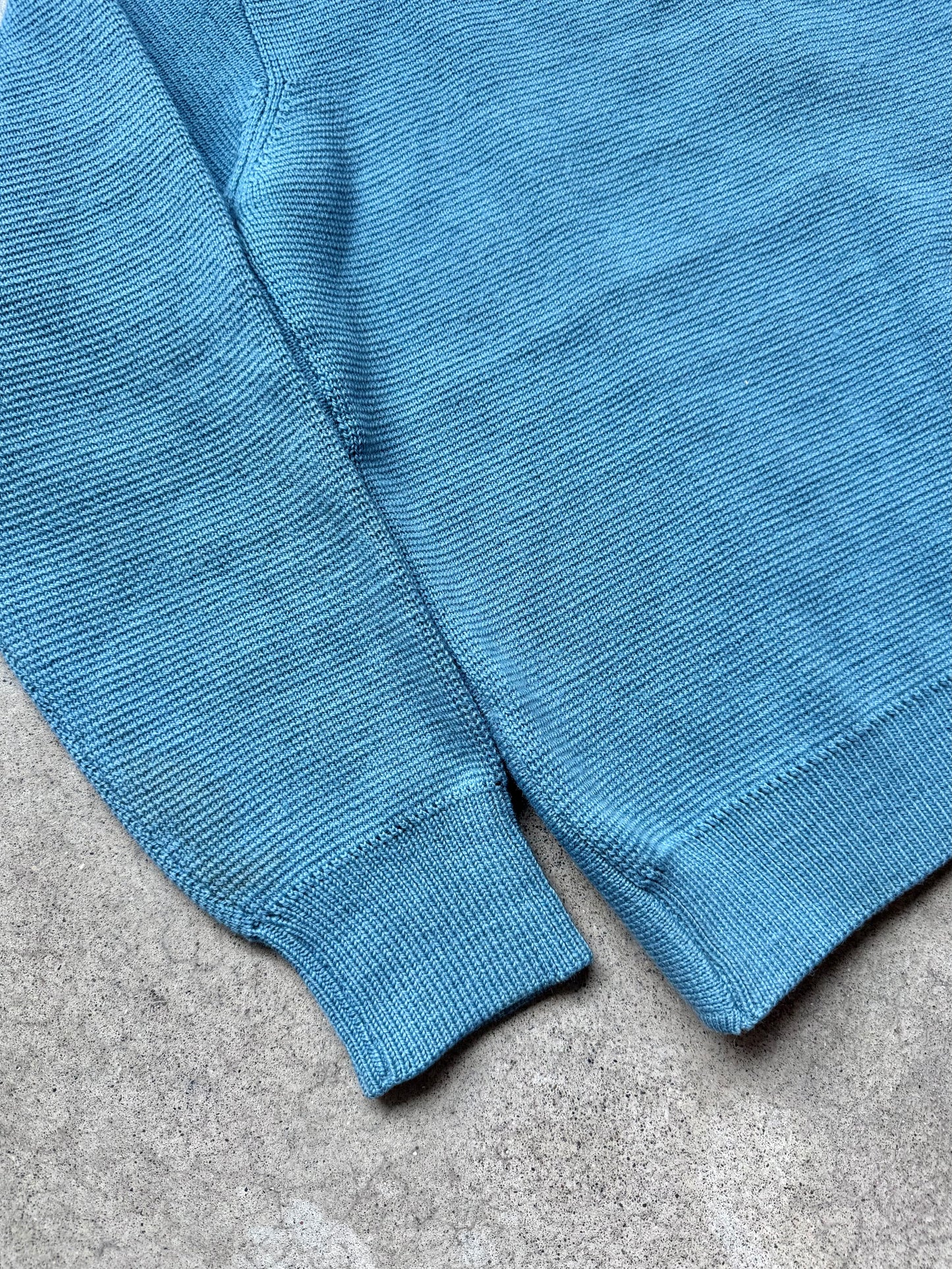 Vintage 1950’s Enzo Puccini Italian Blue Striped Wool Knit Cardigan | Medium