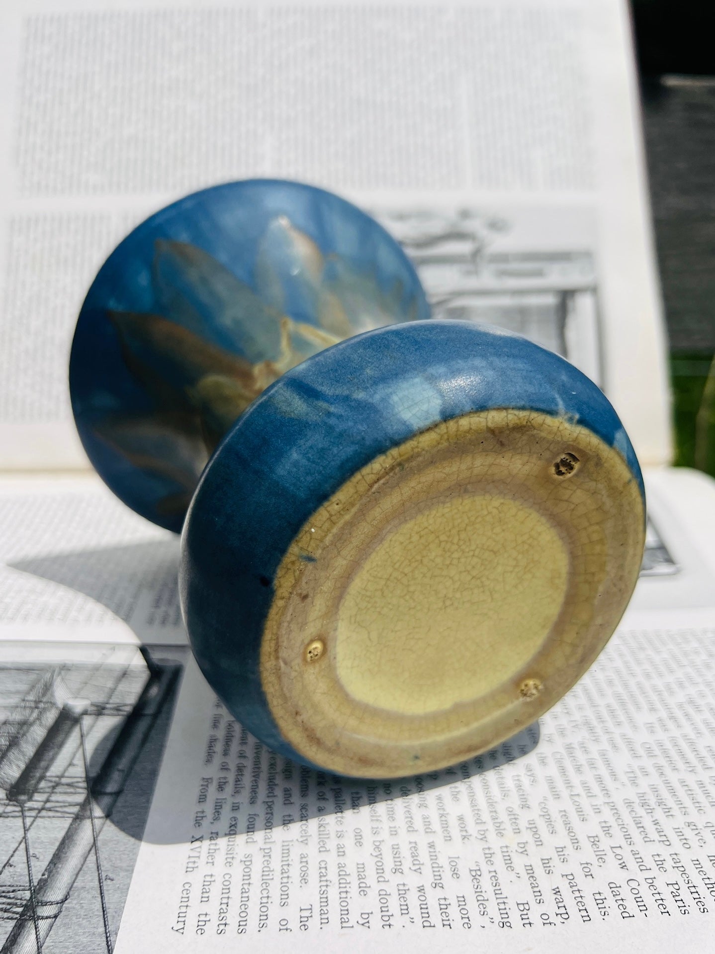 Vintage 1950s Peters & Reed Blue Pottery Vase