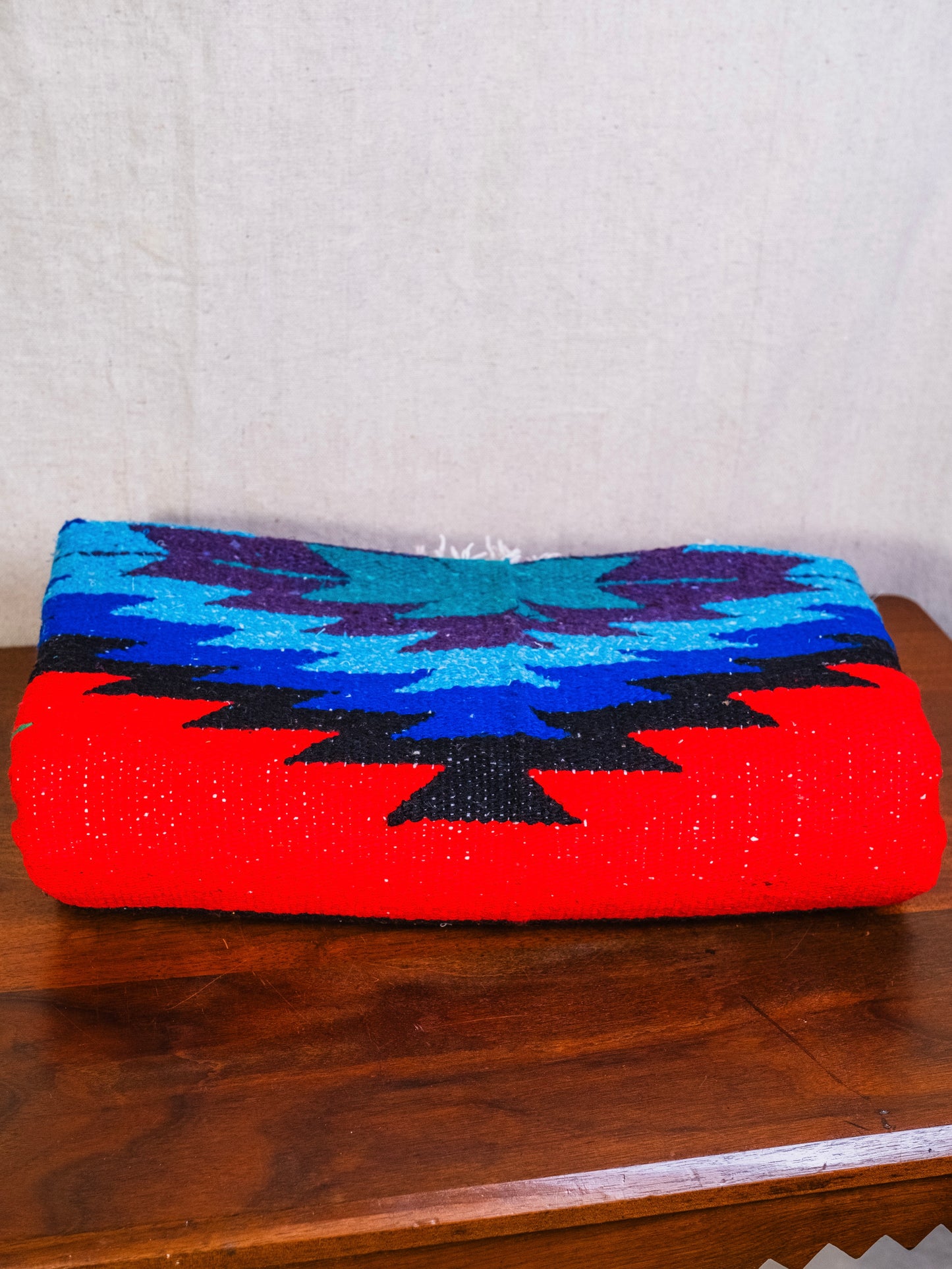 Vintage Tierra Roja Mexican Aztec Pattern Blanket