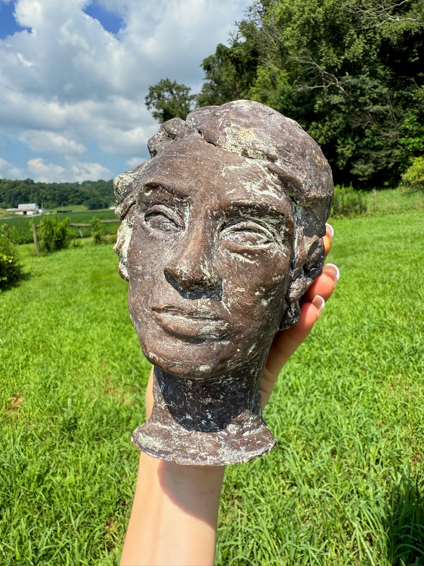 Antique Style "Regency Woman" Clay Bust Sculpture