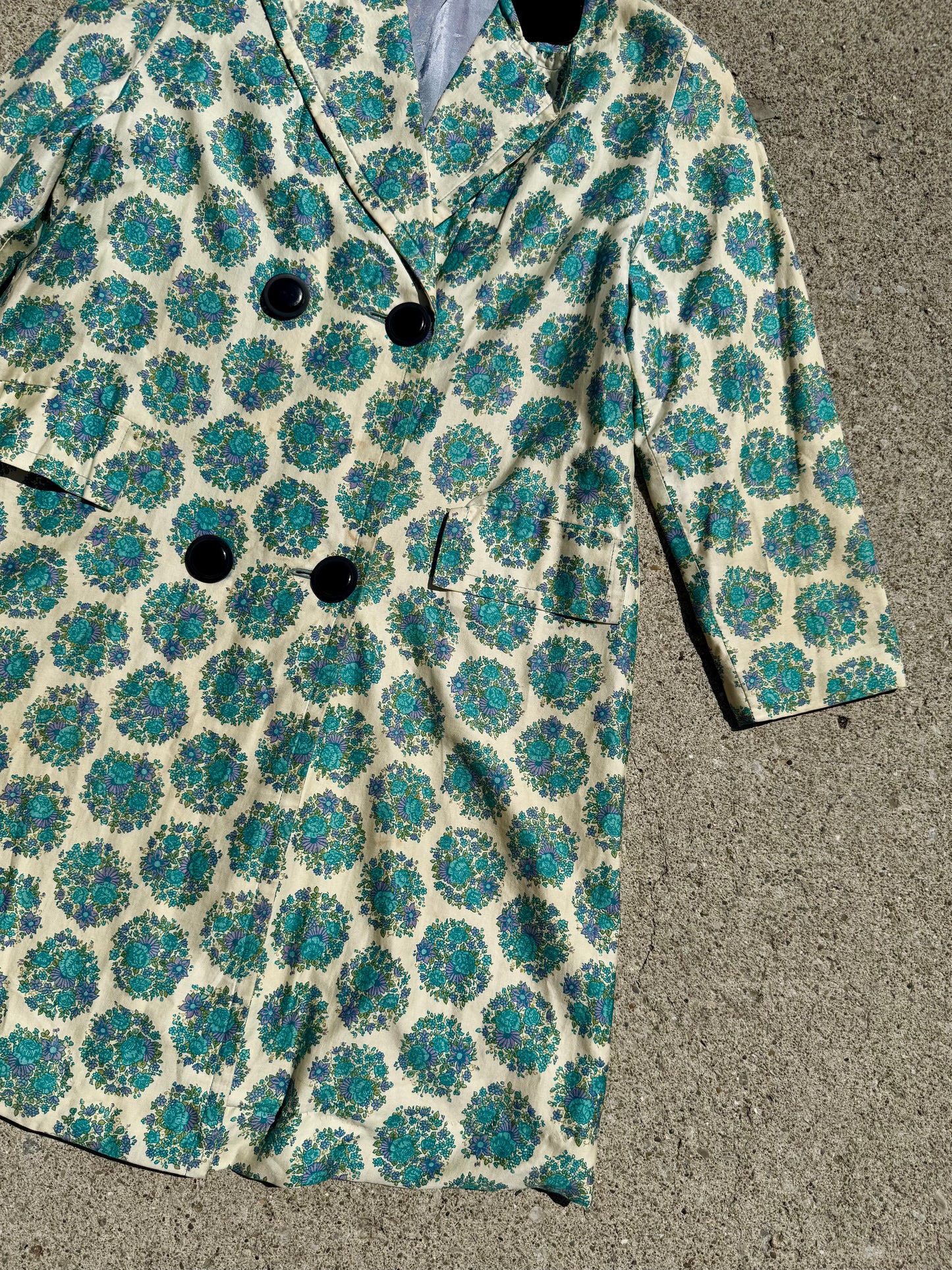 Vintage 1960s Floral Double-Breasted Spring Coat | Medium