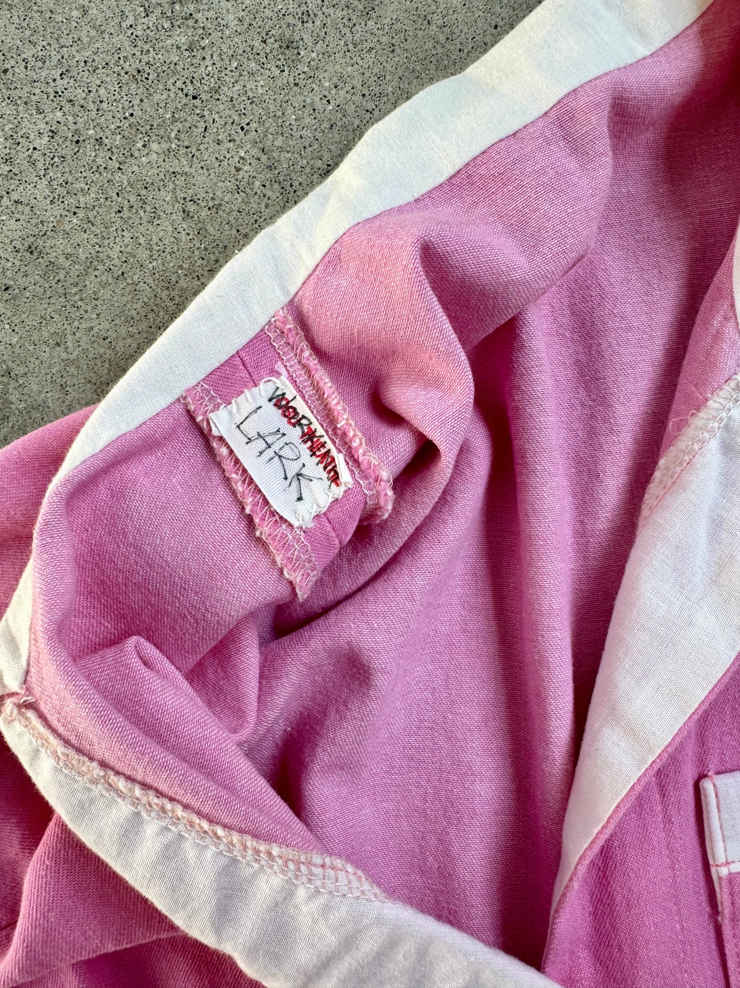 Vintage 1960s Pink & White Short Sleeve Collared Uniform Dress | Medium