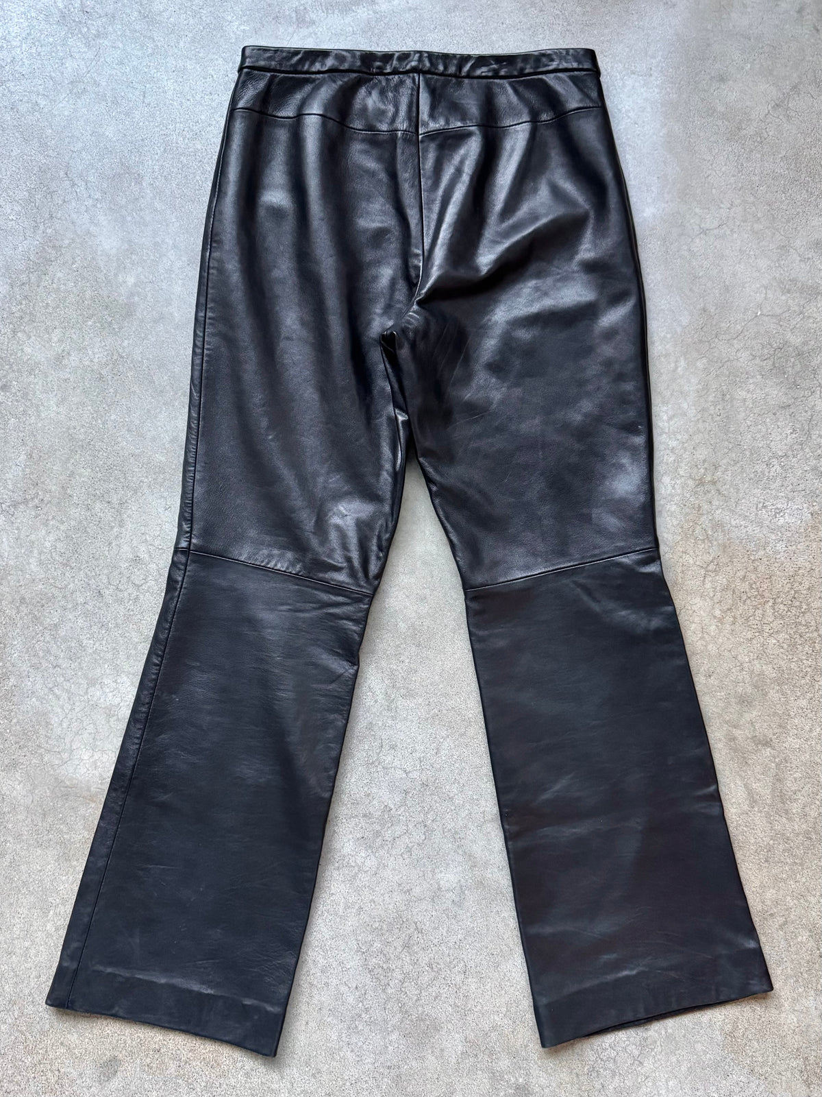 Vintage 1990s/Y2K Siena Studio Black Leather Flare Pants | Waist 30”