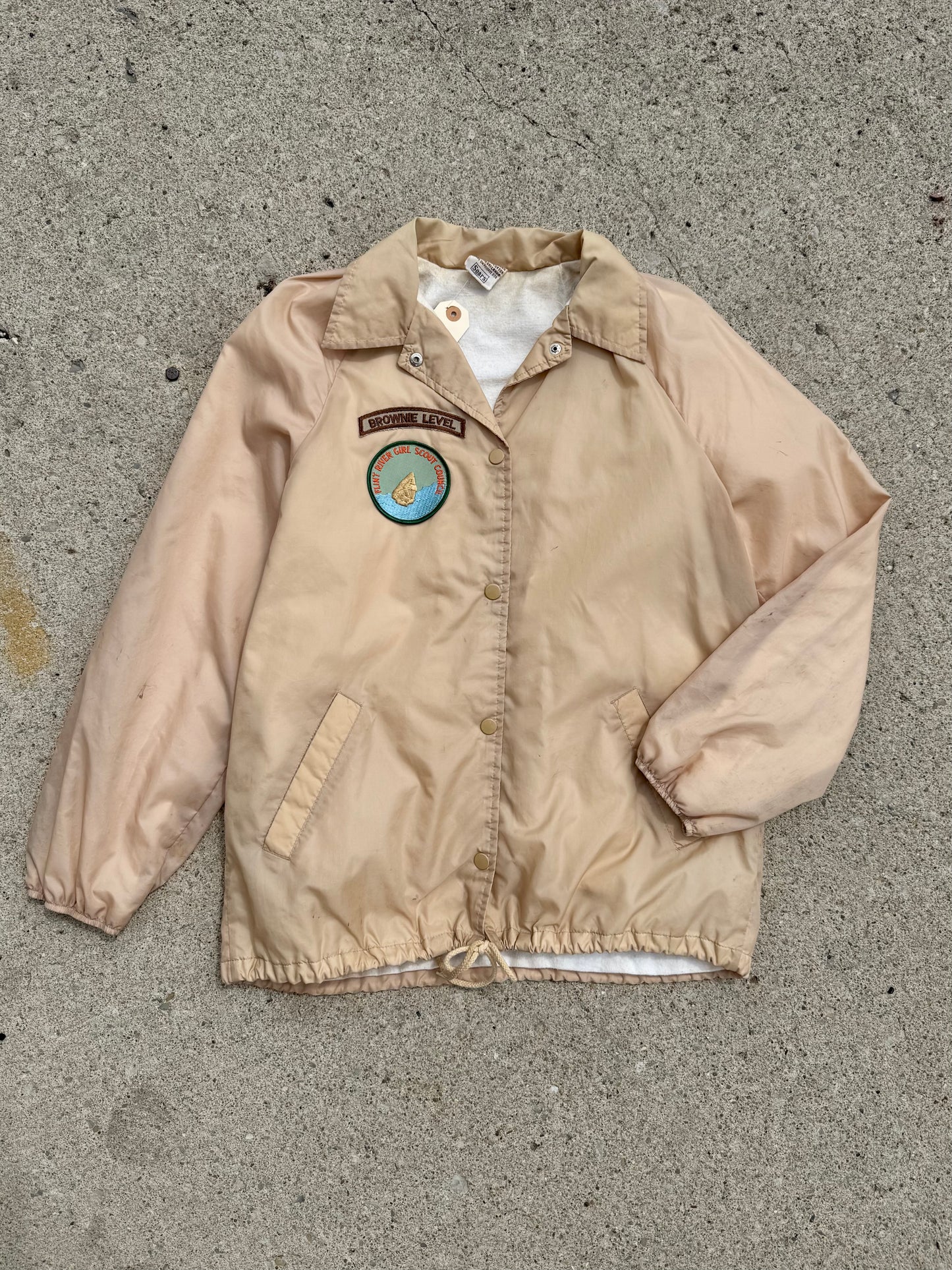 Vintage 1980s Flint River Girl Scouts Patched Windbreaker Jacket | Medium