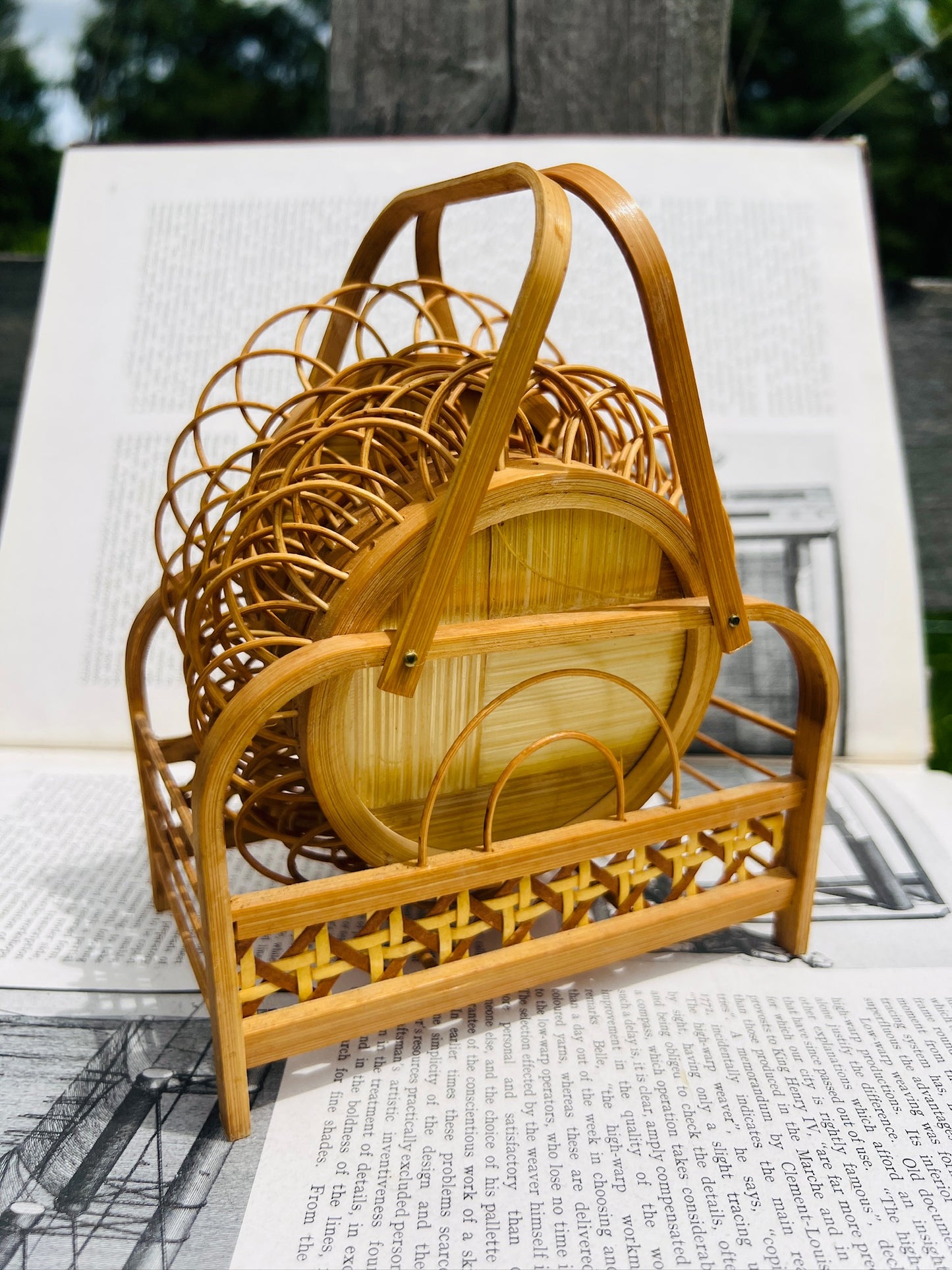 Vintage 1950s Jamaica West Indies Rattan Coaster Set