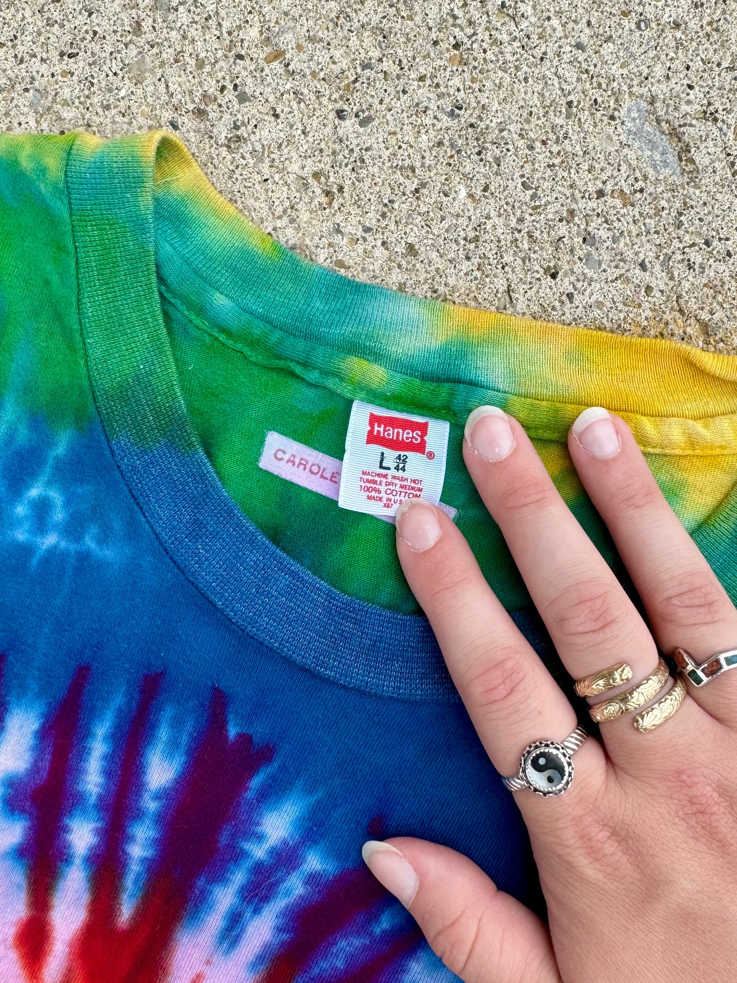 Vintage 1970s Hanes Tie-Dye Cotton Tee | Large