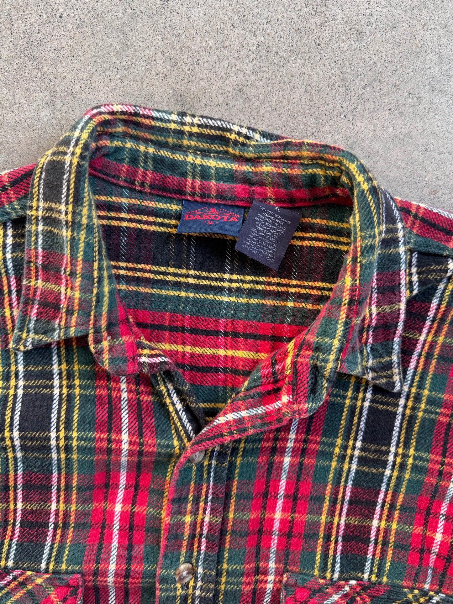 Vintage 1980s Dakota Plaid Cotton Flannel Shirt | XL