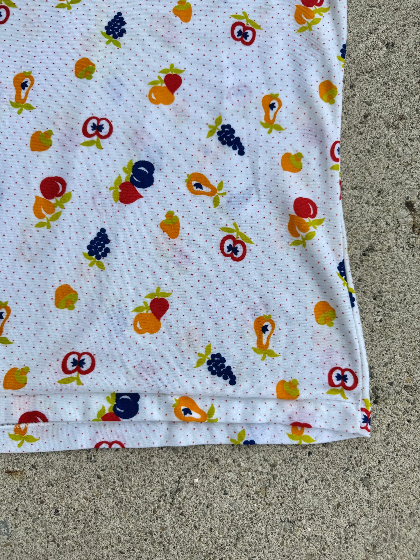 Vintage 1970s Miss Holly Fruit Print Nylon Tank Top | Large