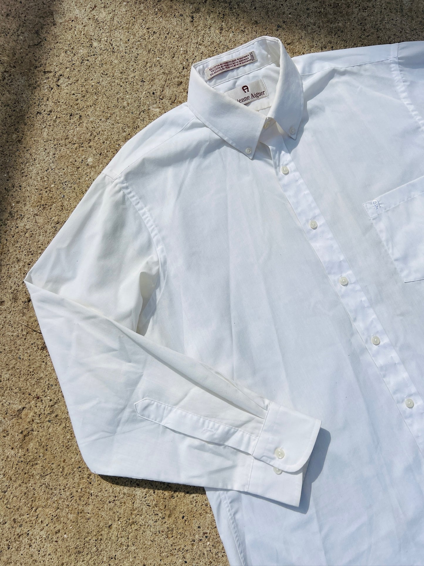 Vintage Etienne Aigner White Dress Shirt | Large