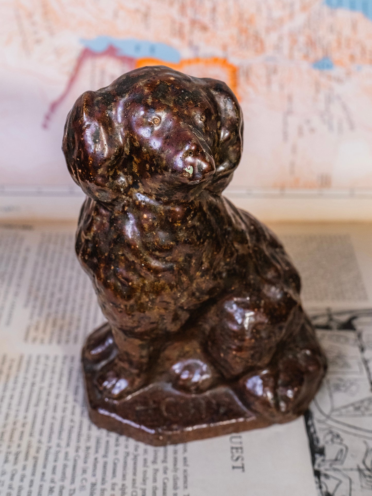 Vintage 1930s Spaniel Dog Stoneware Doorstop