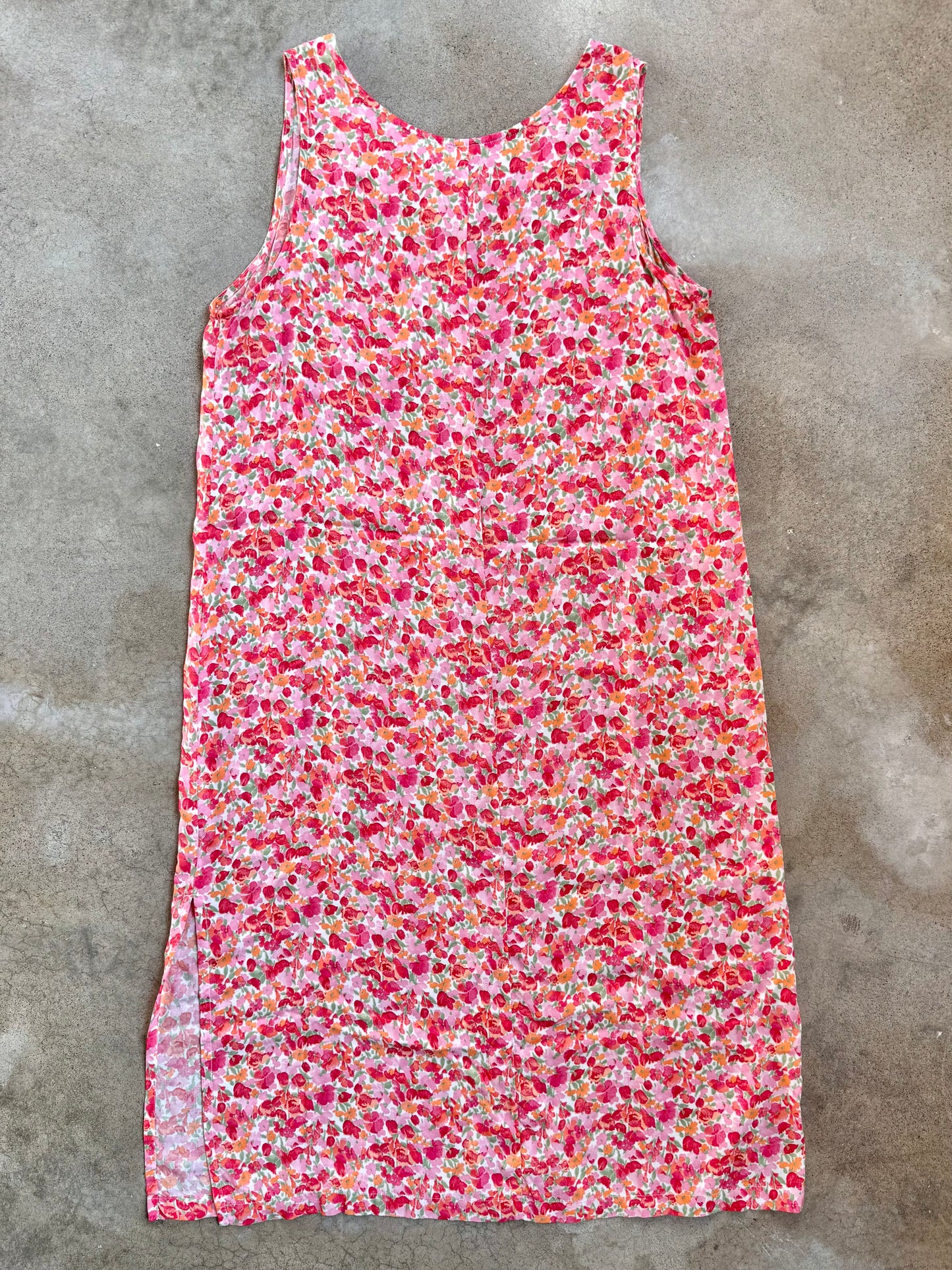 Vintage 1990s Erika Pink Floral Sleeveless Maxi Dress | 2X