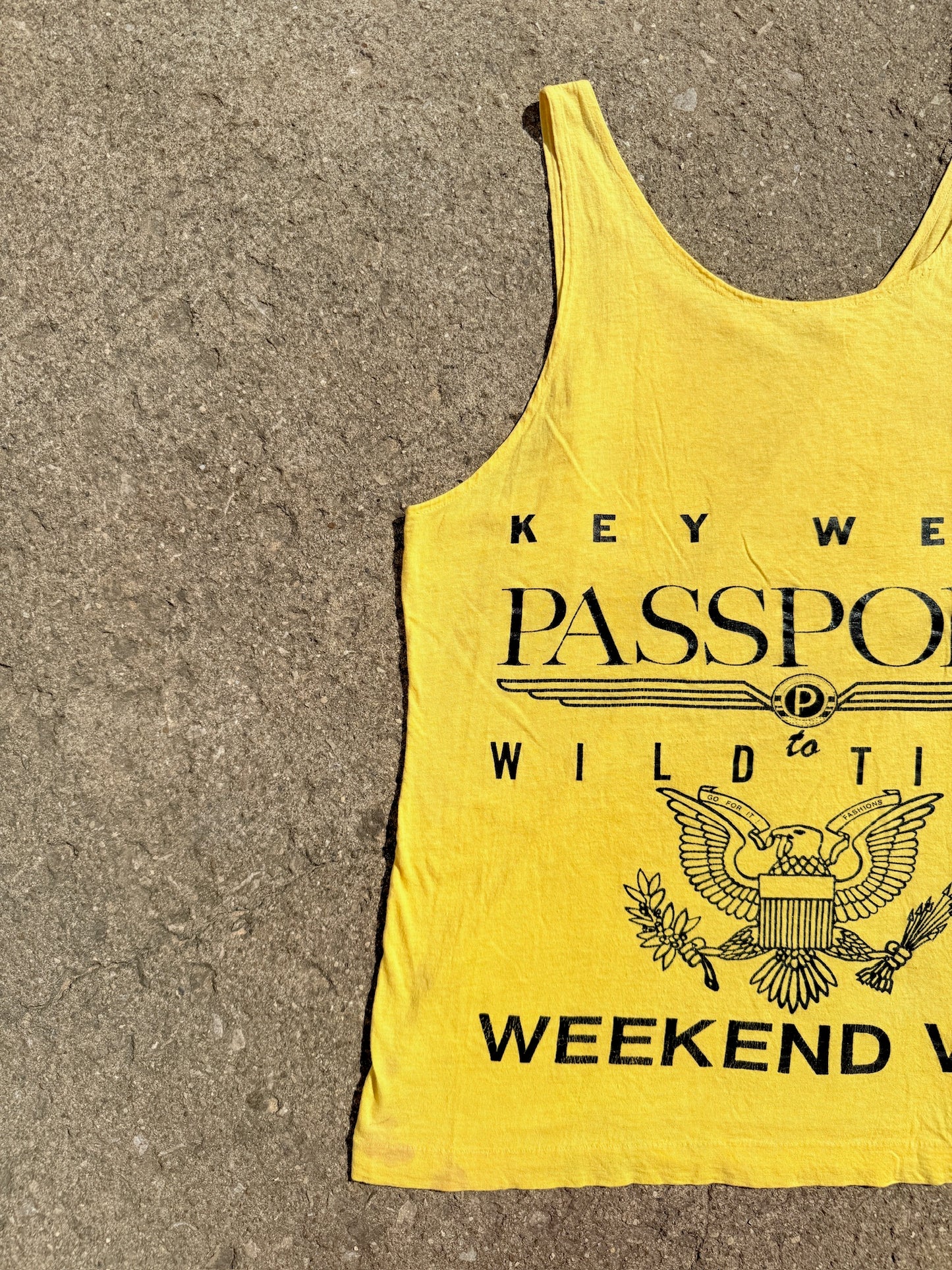 Vintage Yellow Key West Passport Graphic Tank Top | XL