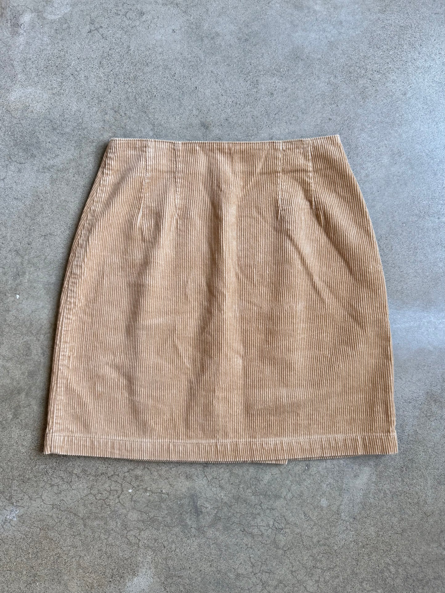 Vintage 1990s Paul Harris Design Tan Corduroy Mini Wrap Skirt | Waist 30”