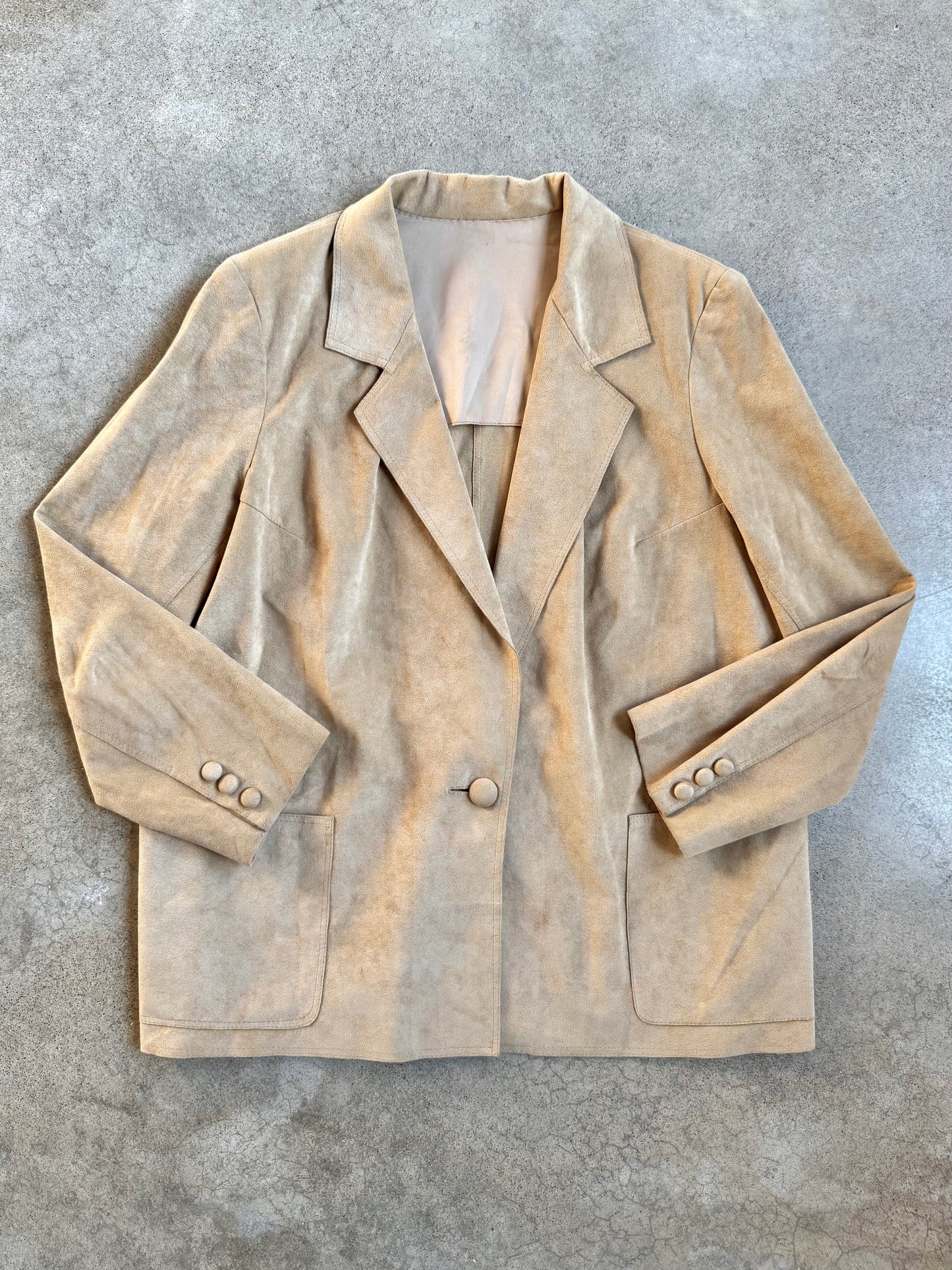 Vintage 1970s Faux Suede Tan Blazer | Large