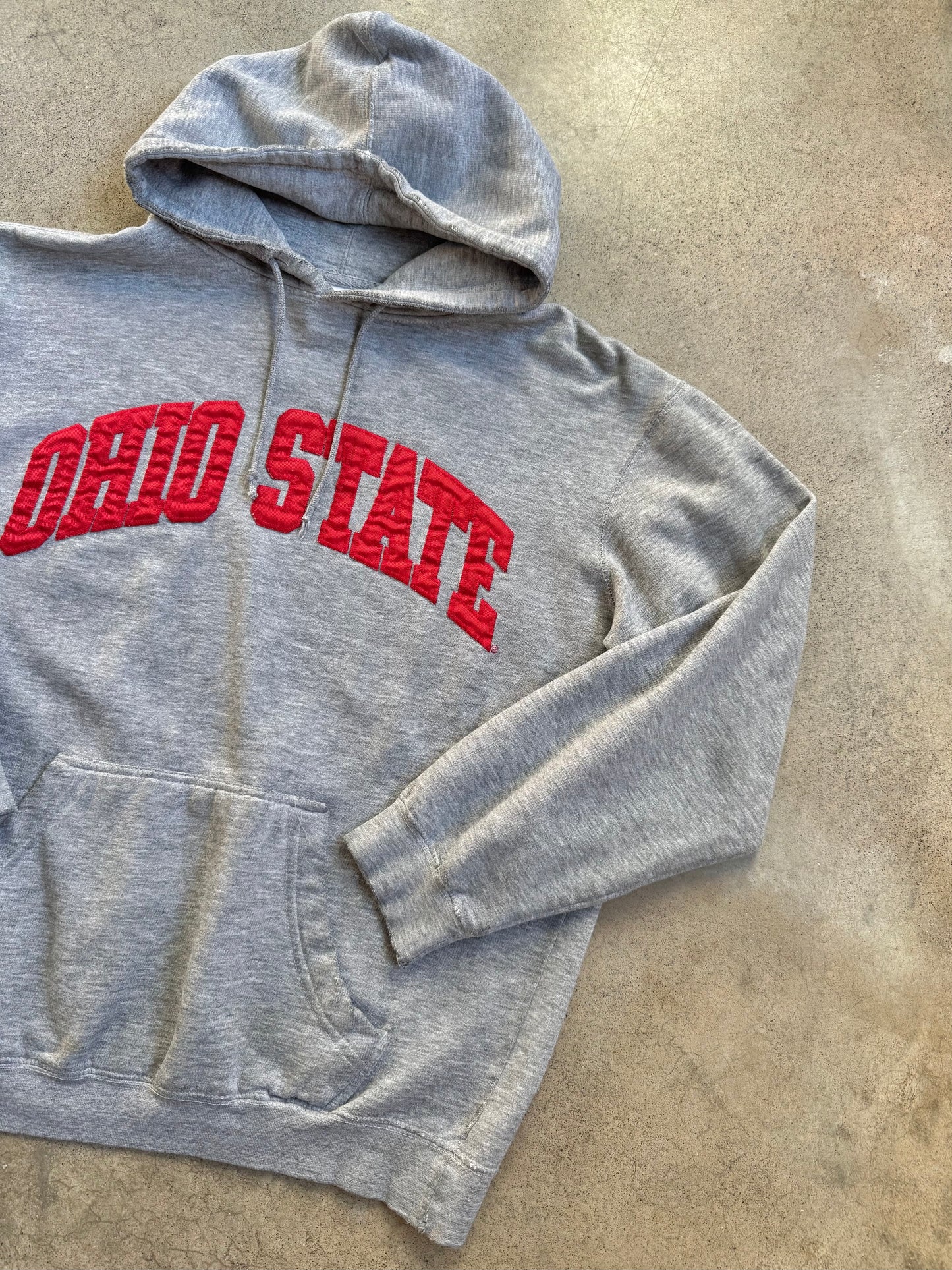 2000s Ohio State Embroidered Worn Grey Hoodie | Medium