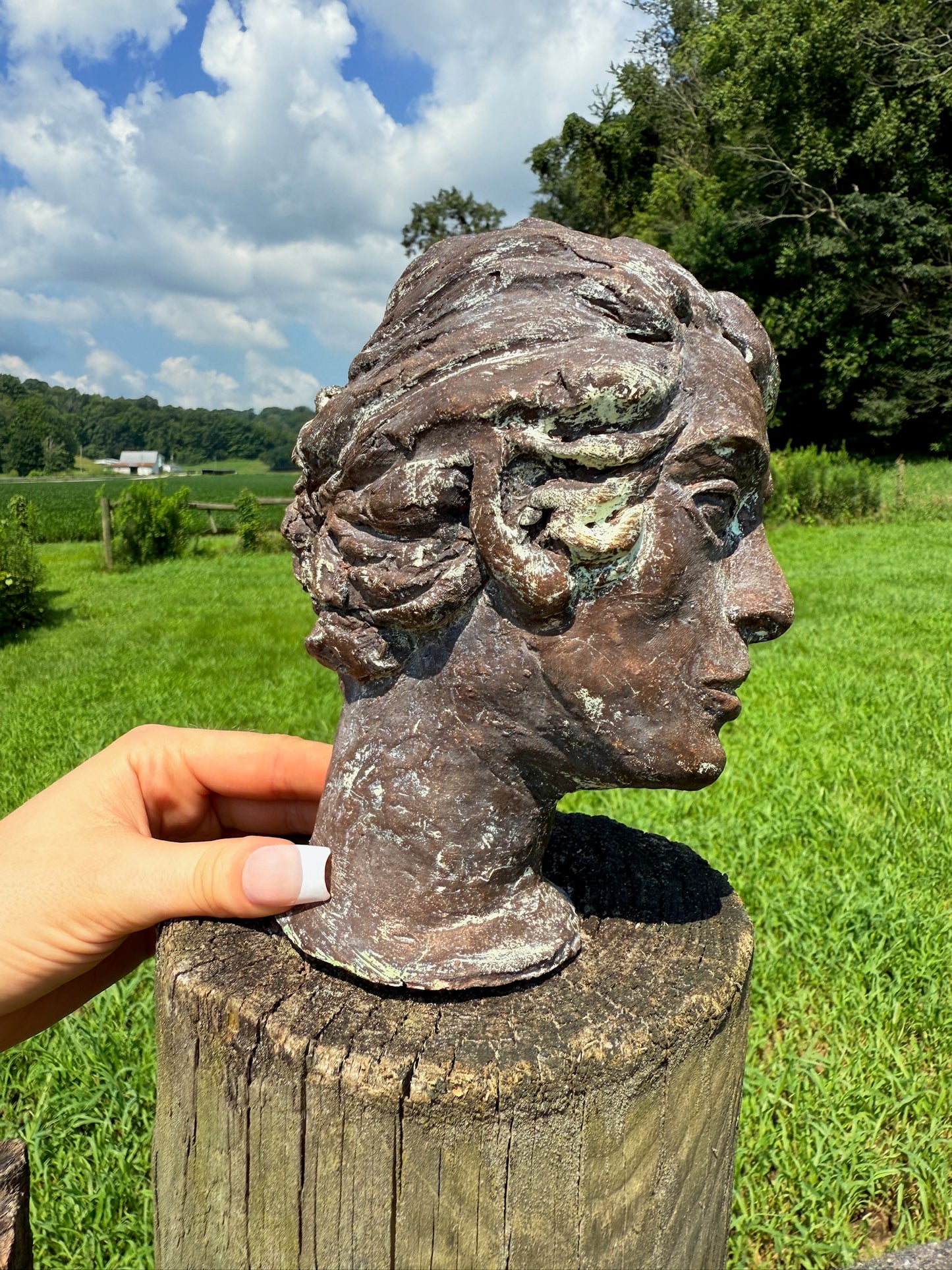 Antique Style "Regency Woman" Clay Bust Sculpture