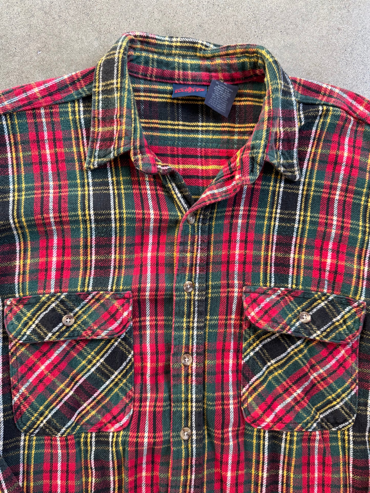 Vintage 1980s Dakota Plaid Cotton Flannel Shirt | XL