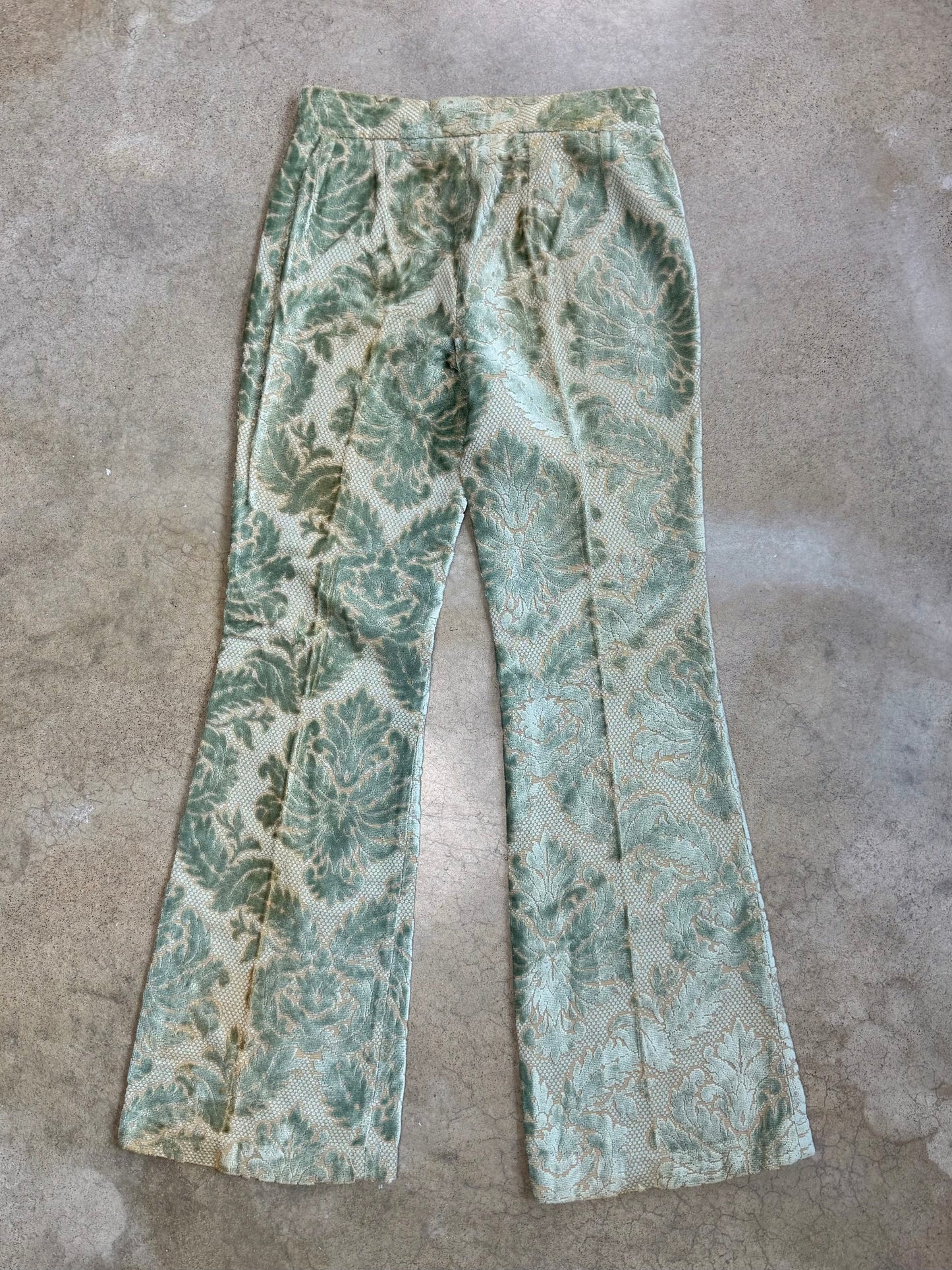 Vintage 1960s Lee Cooper Floral Tapestry Flare Trousers | Waist 28”