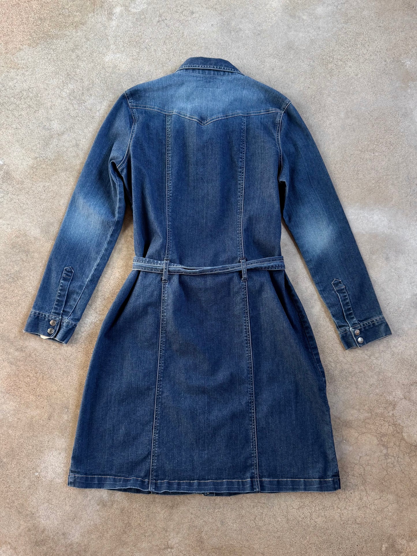 Y2K Aeropostale Button-Front Tie-Waist Denim Dress | Large