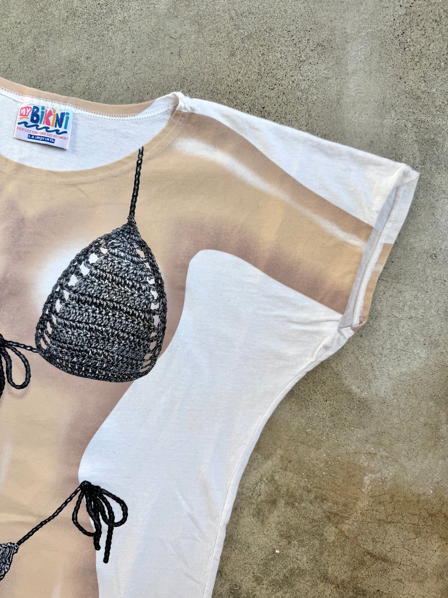 Vintage 1990s L.A. Imprints My Bikini Body Printed Beach Cover-Up Tee | One Size