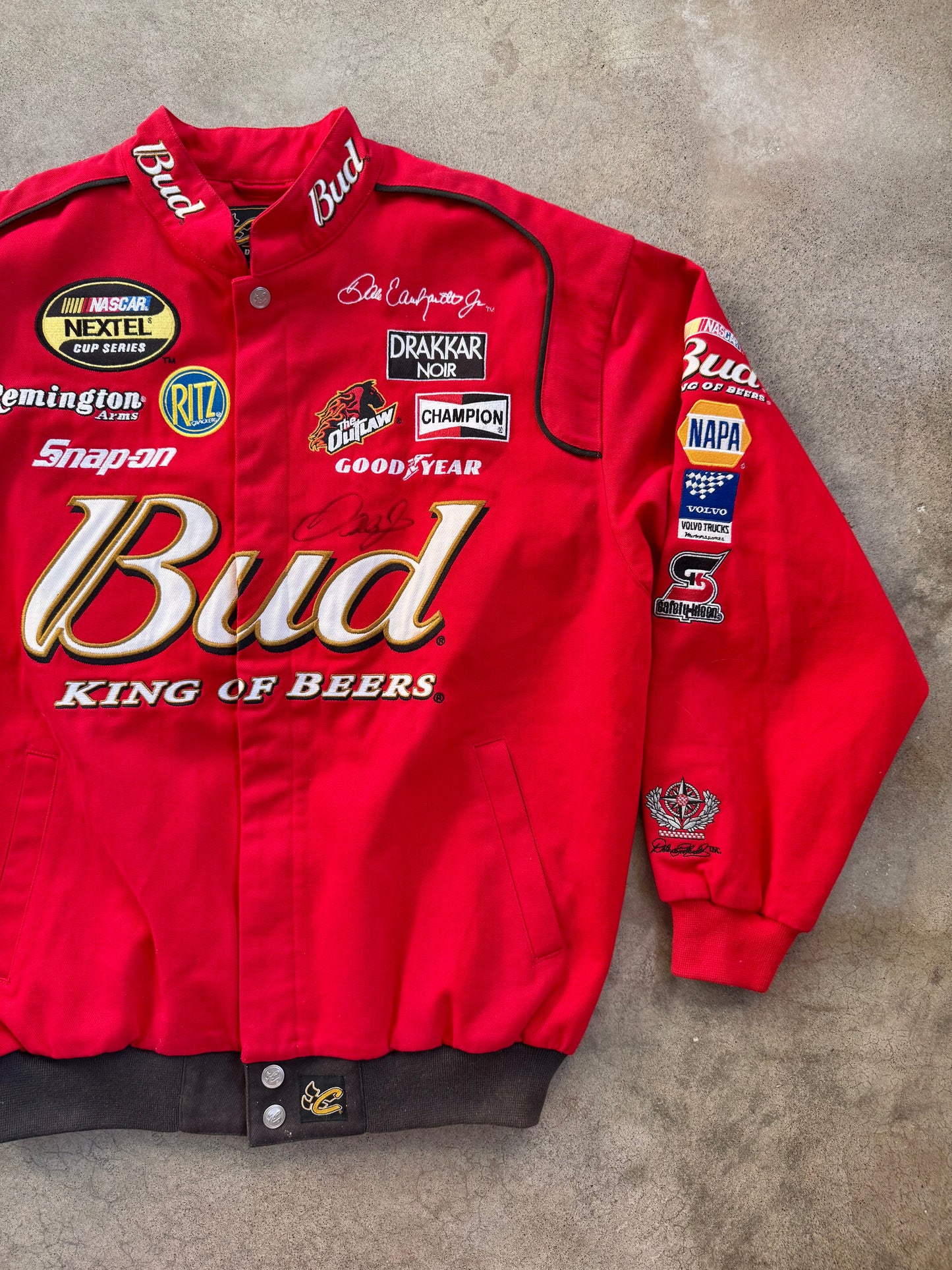 Vintage Chase Authentics NASCAR Autographed Dale Earnhardt Jr. Budweiser Racing Jacket | Large