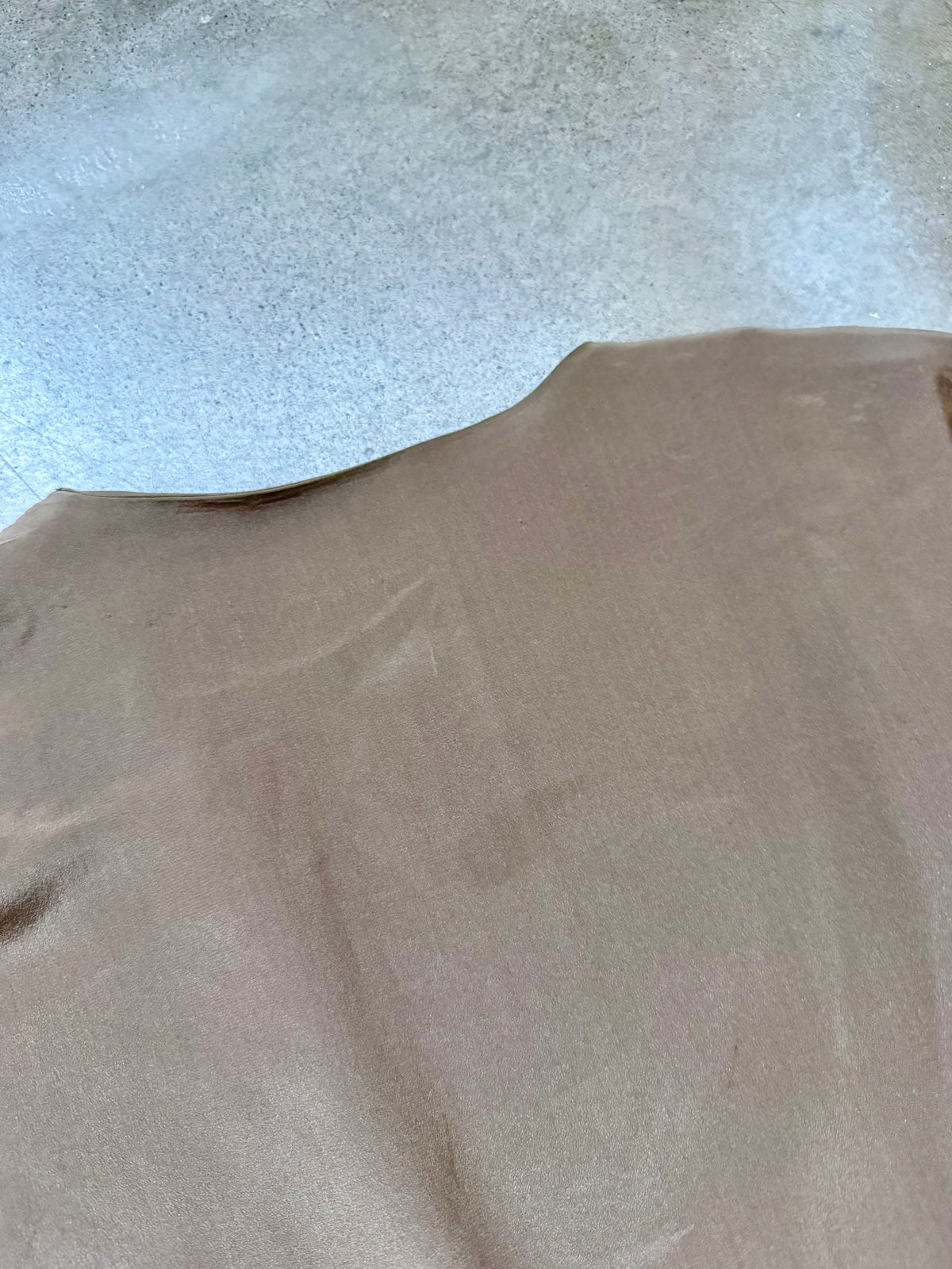 Vintage Handmade Brown & Cream Contrast Lapel Silk Blouse | Large