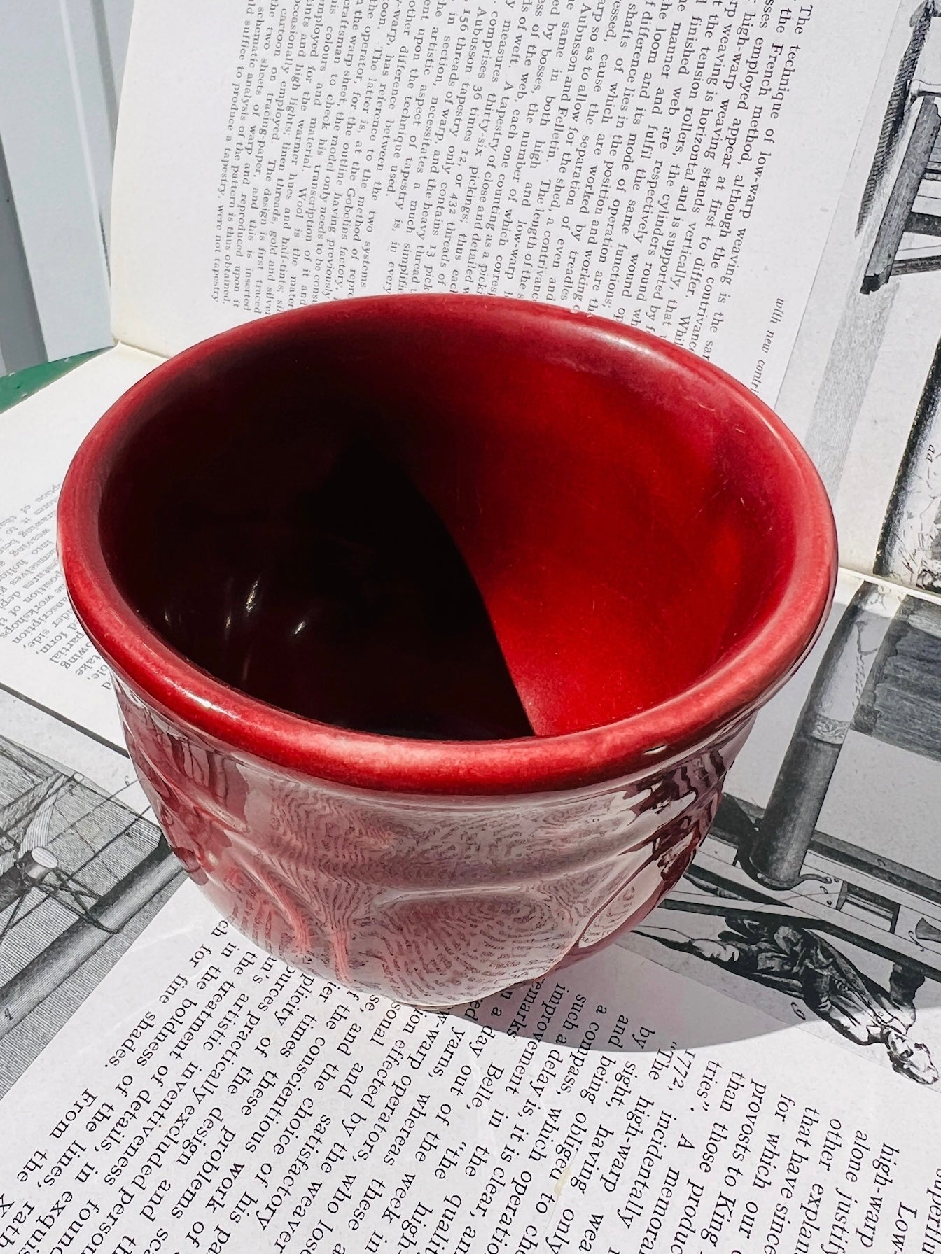 Vintage Burgundy Ceramic Mini Planter