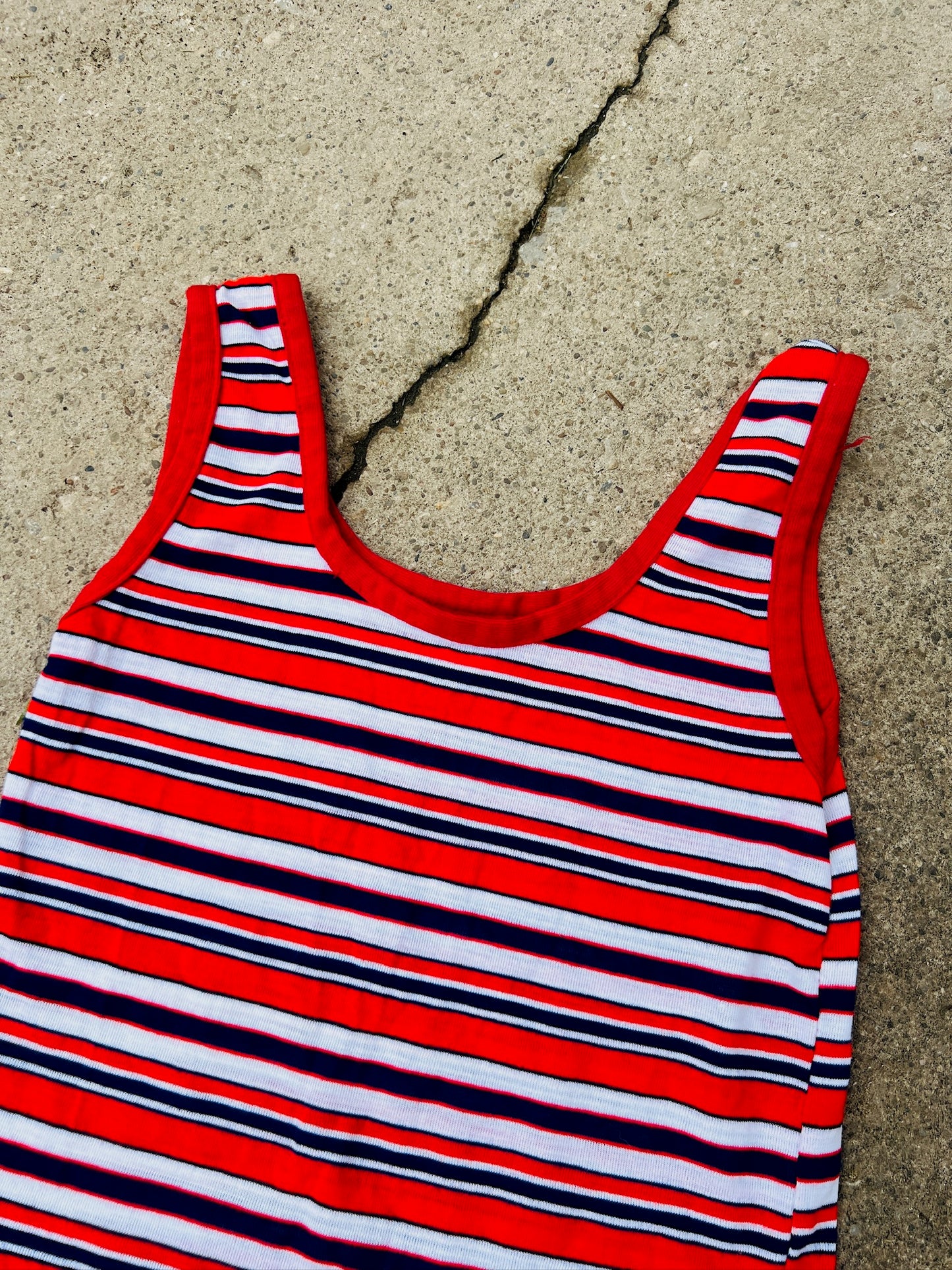 Vintage 1970s Red White & Blue Striped Tank Top | XS/S