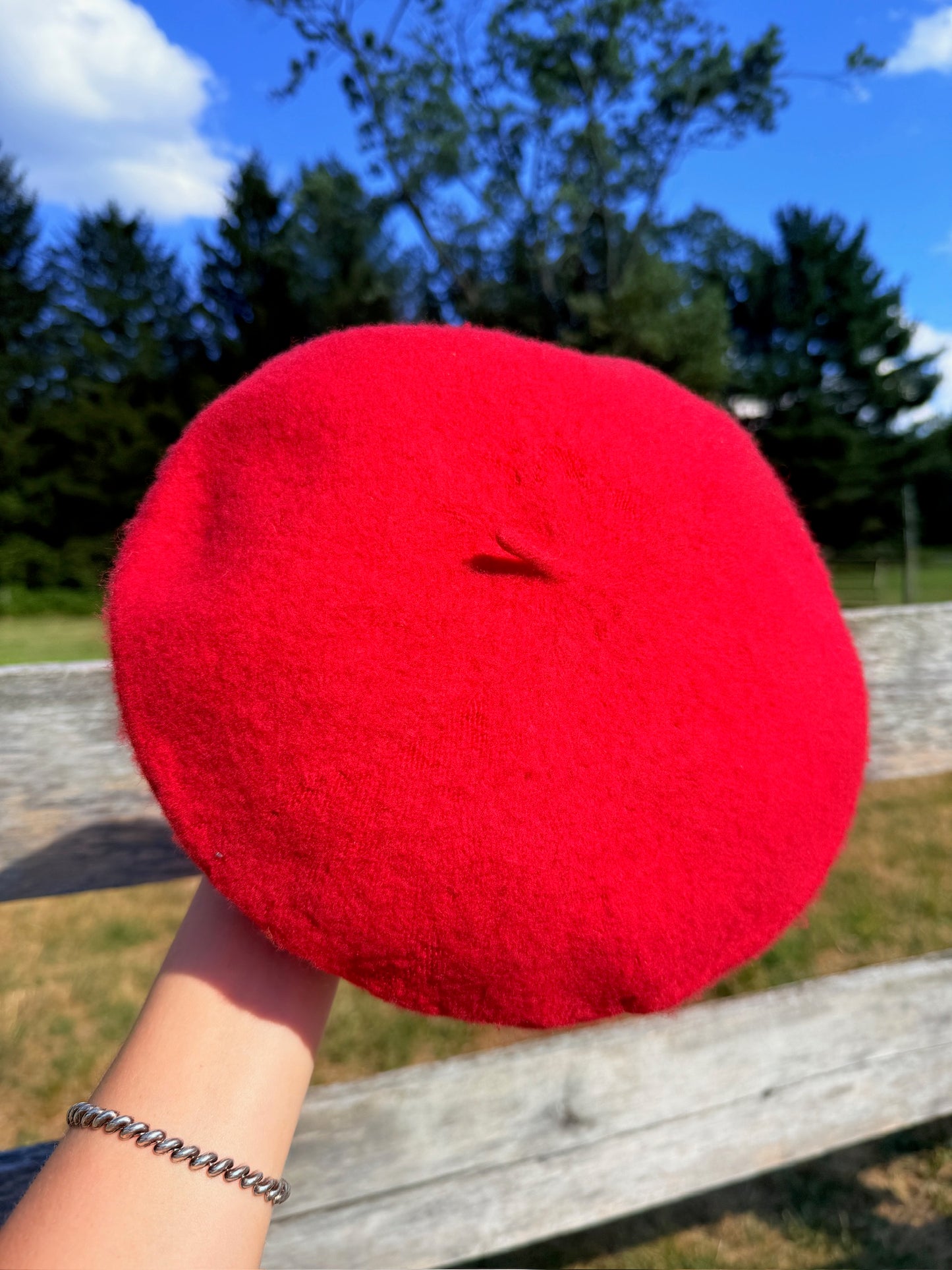 Vintage “Meet Me in Paris” Courvoisier Red Wool Beret