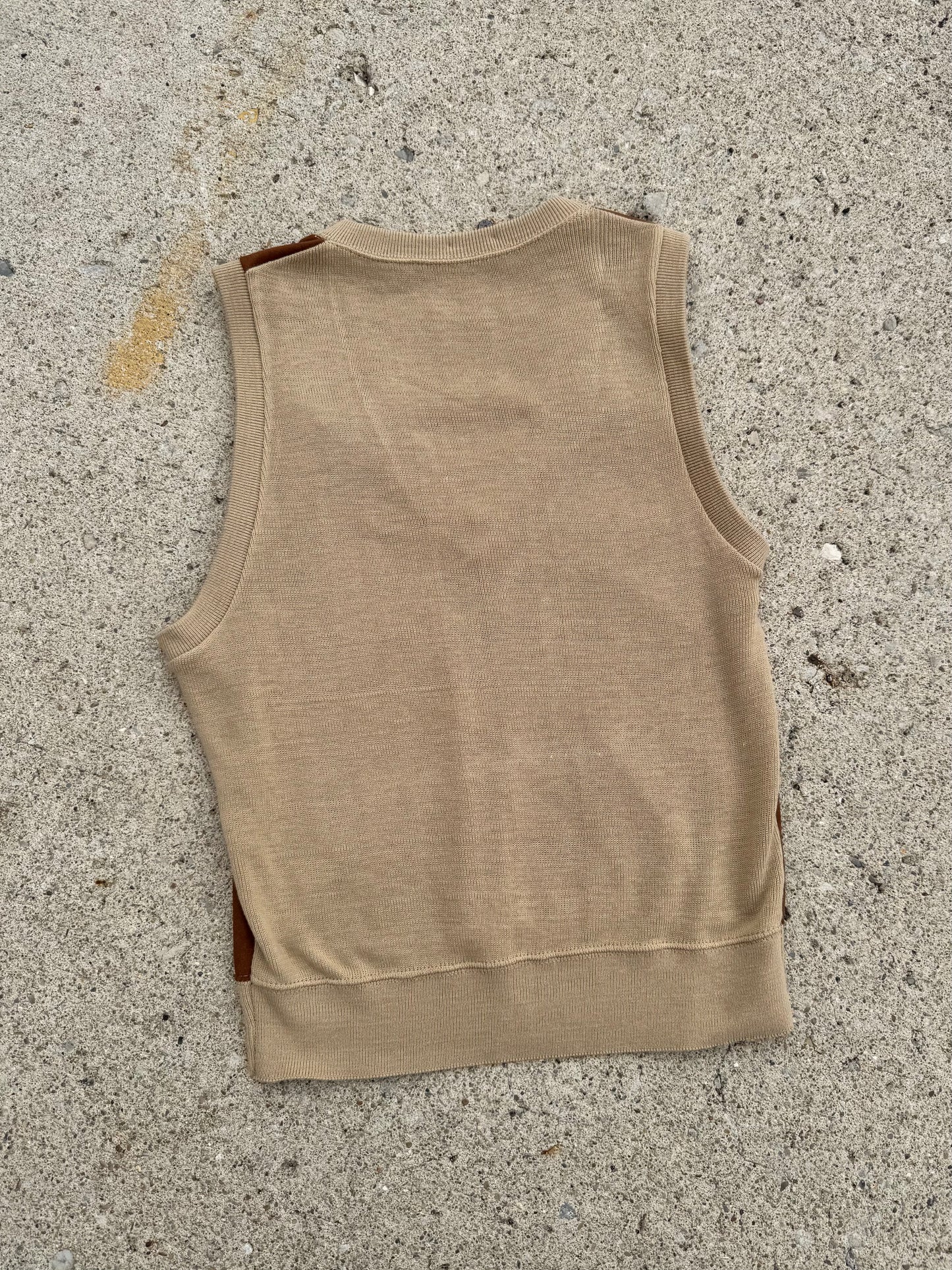 Vintage 1970s Two-Tone Faux Suede Sweater Vest | S/M