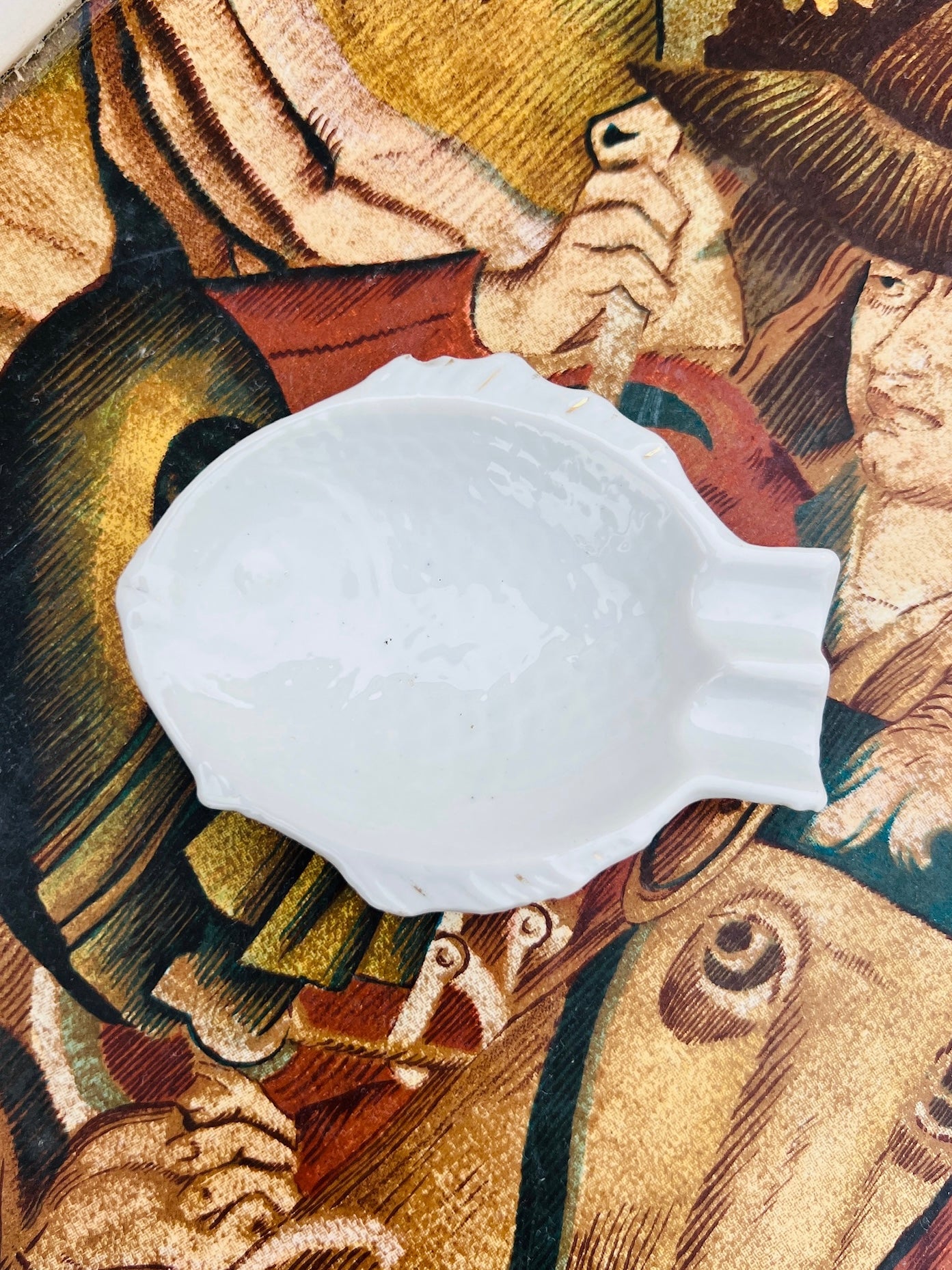 Vintage 1960s White Ceramic Fish Ashtray