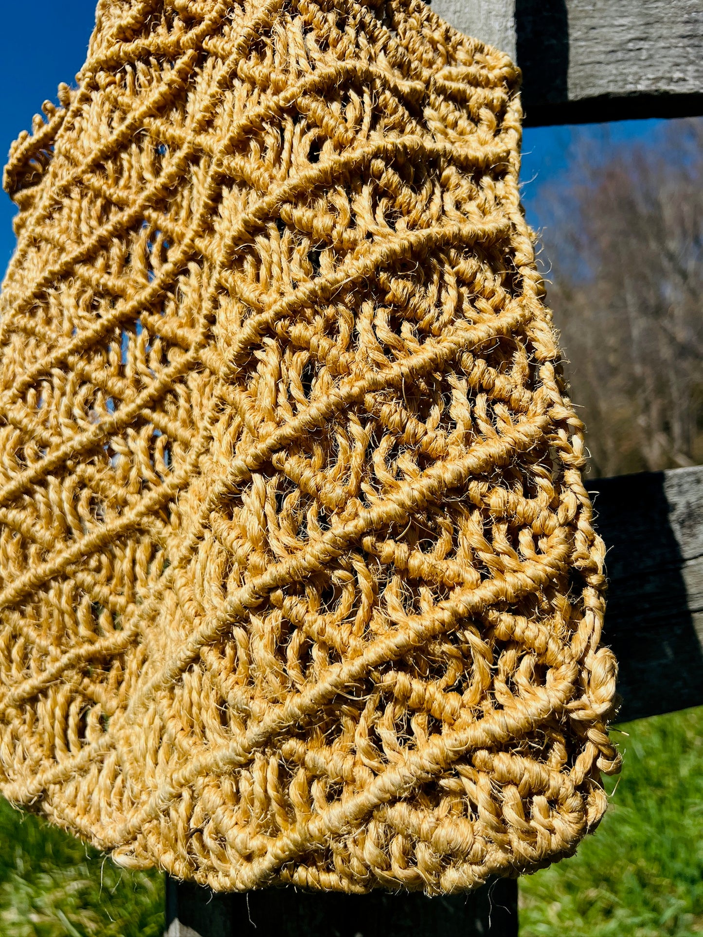 Vintage 1960s Jute Macrame Market Bag