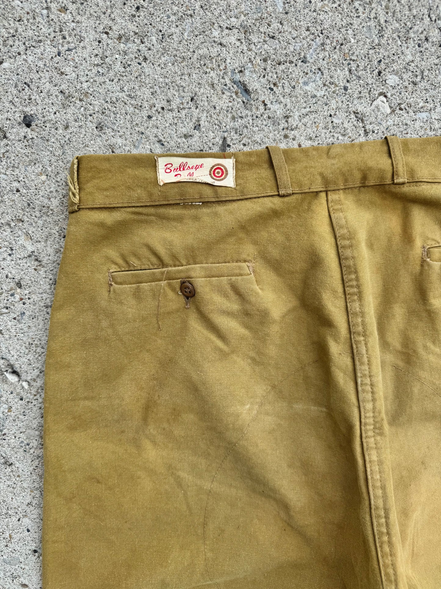 Vintage 1960s Bullseye Bill Khaki Canvas Hunting Pants | Waist 36”