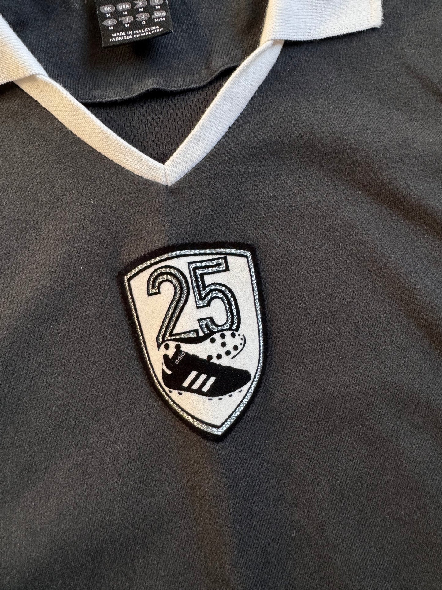2006-7 Adidas "25" Felt Patch Collared Soccer Referee Long Sleeve Jersey | Medium