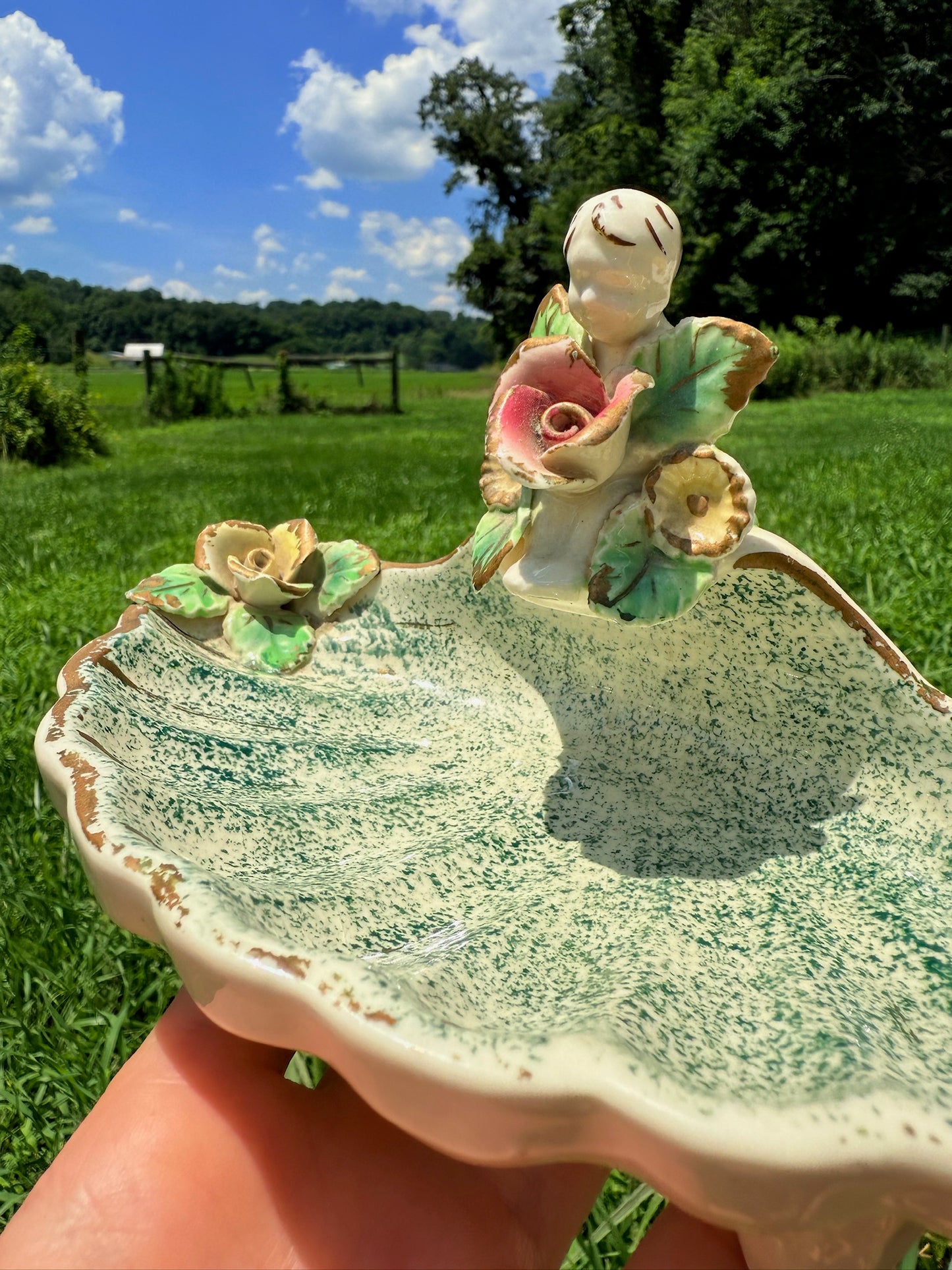Vintage 1960s Ceramic Cherub Soap Dish