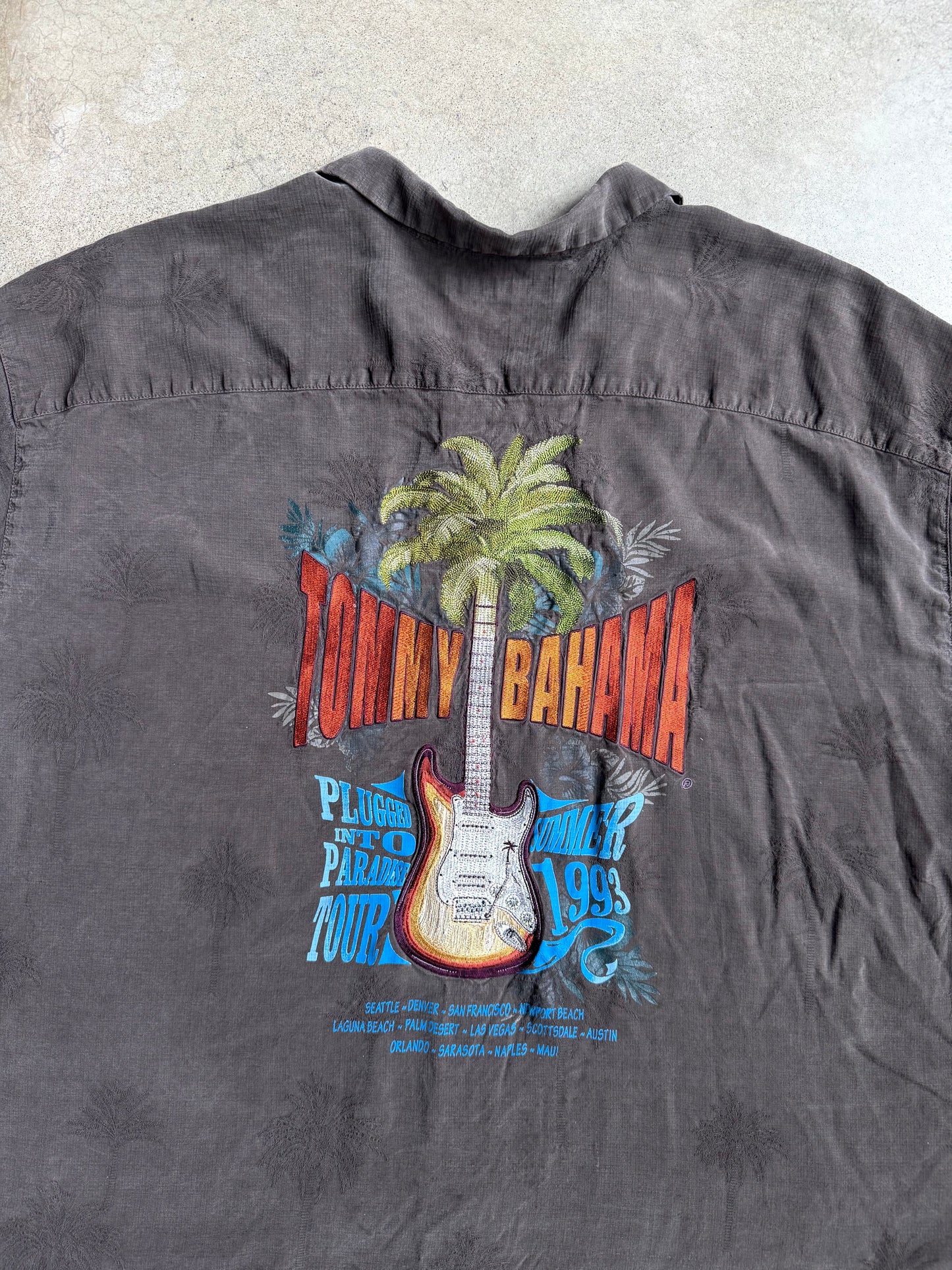 Vintage Tommy Bahama ‘93 Summer Tour Embroidered Silk Shirt | 4XB