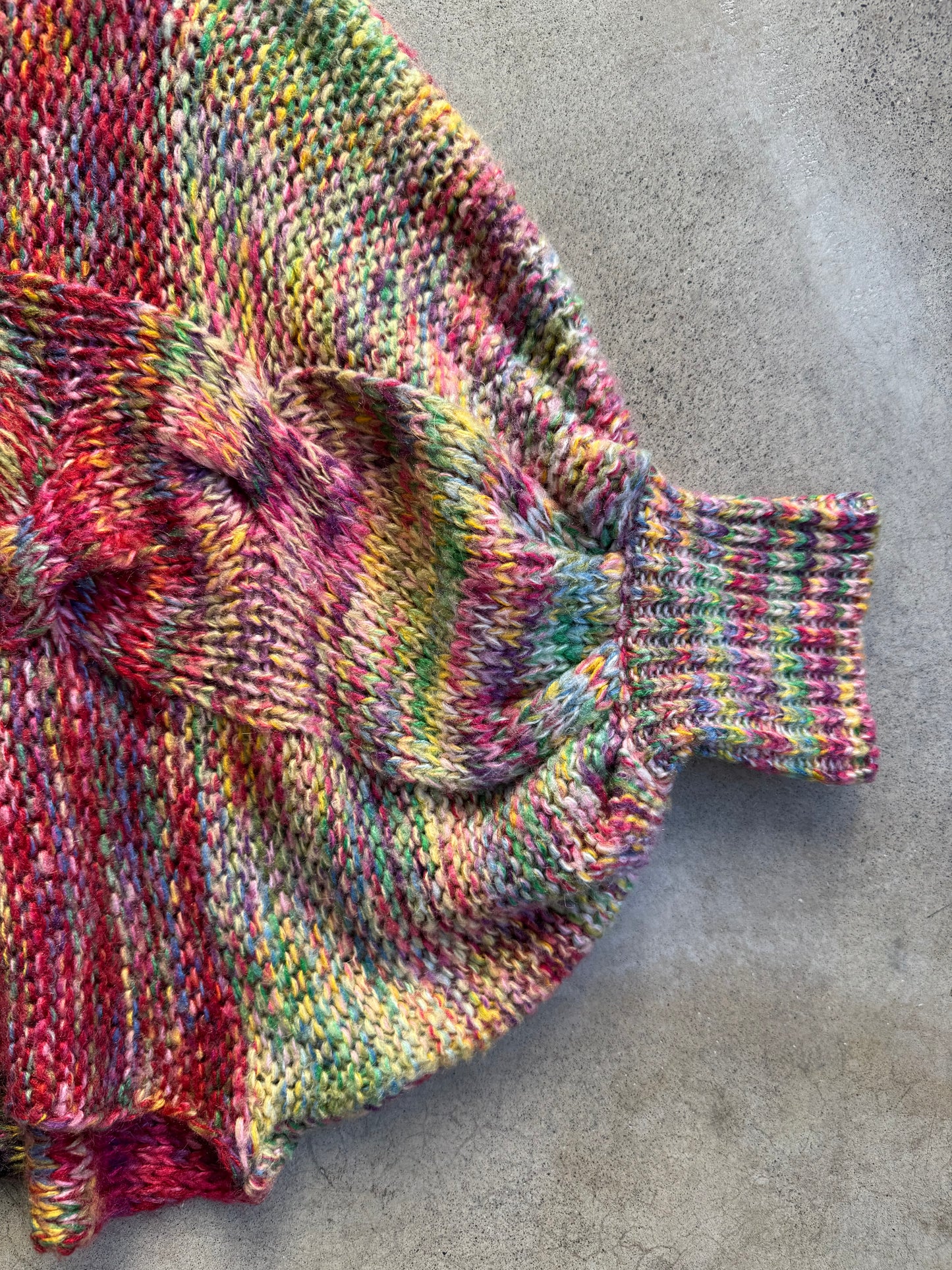 Puff & Bear Rainbow Speckled Knit Cropped Batwing Sweater | Small