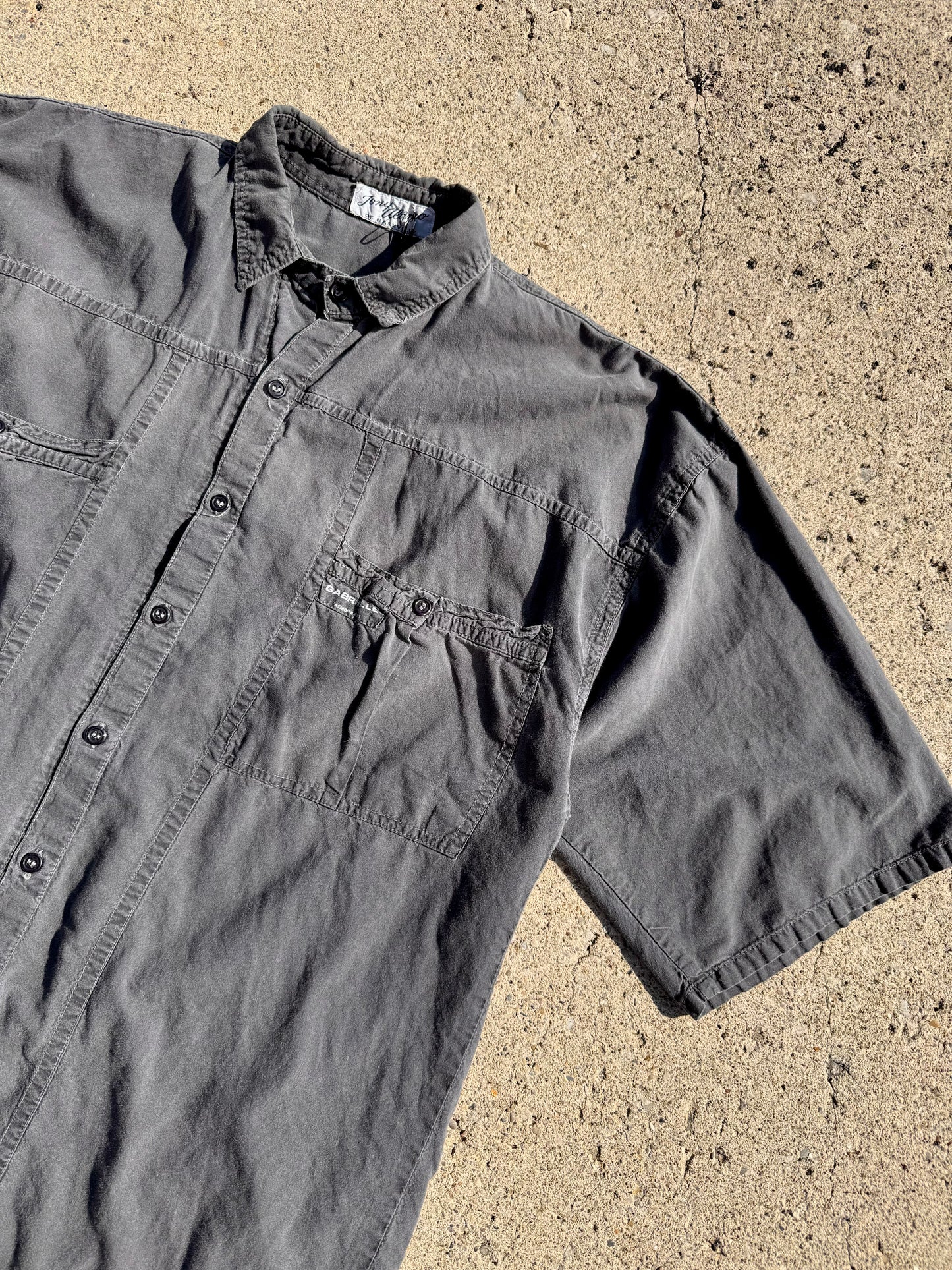 Vintage Tony Alamo of Nashville Grey Cotton Short Sleeve Utility Shirt | Large