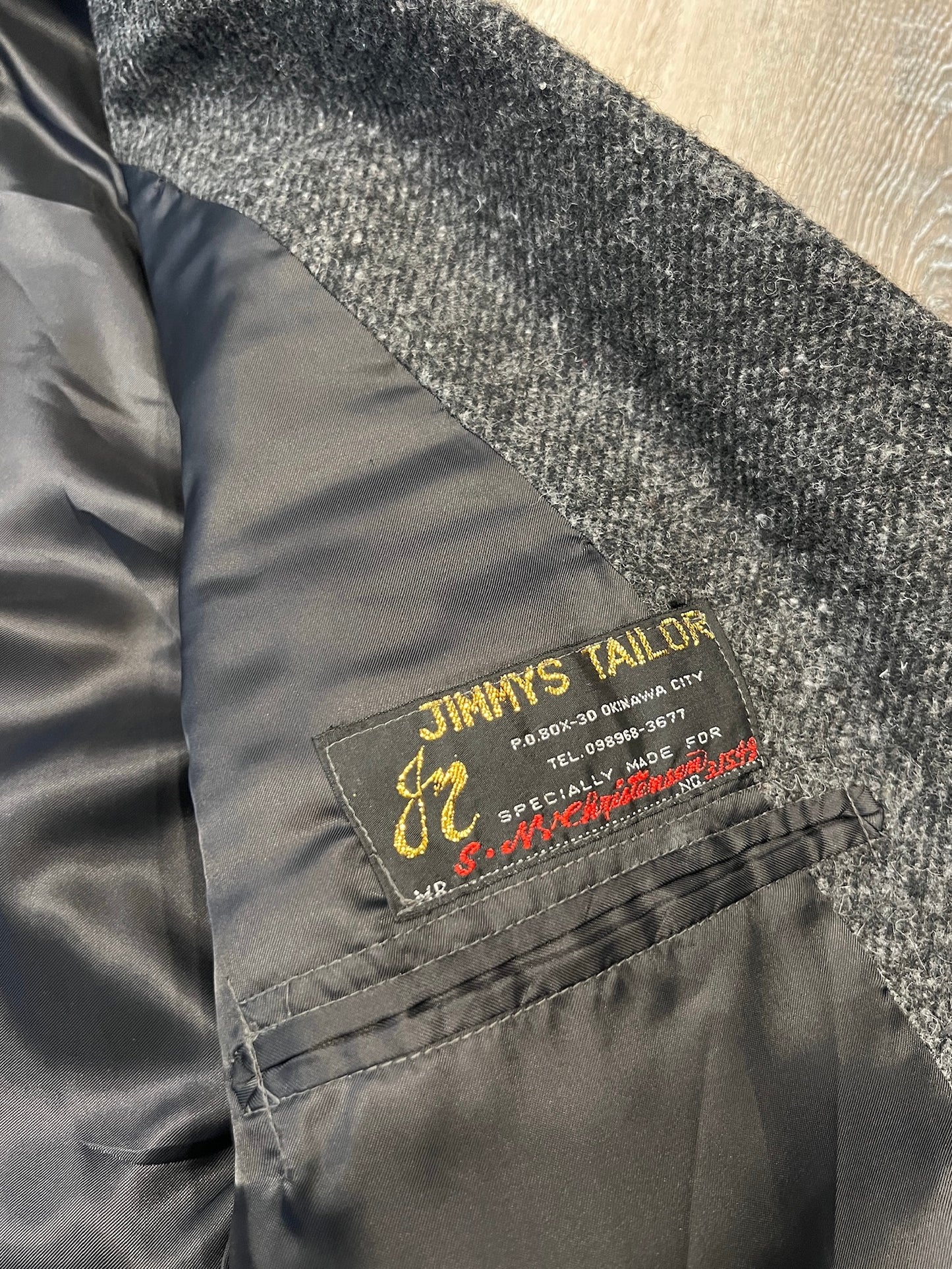 Vintage 1980s Jimmy’s Tailor Grey Wool Double-Breasted Overcoat | L/XL