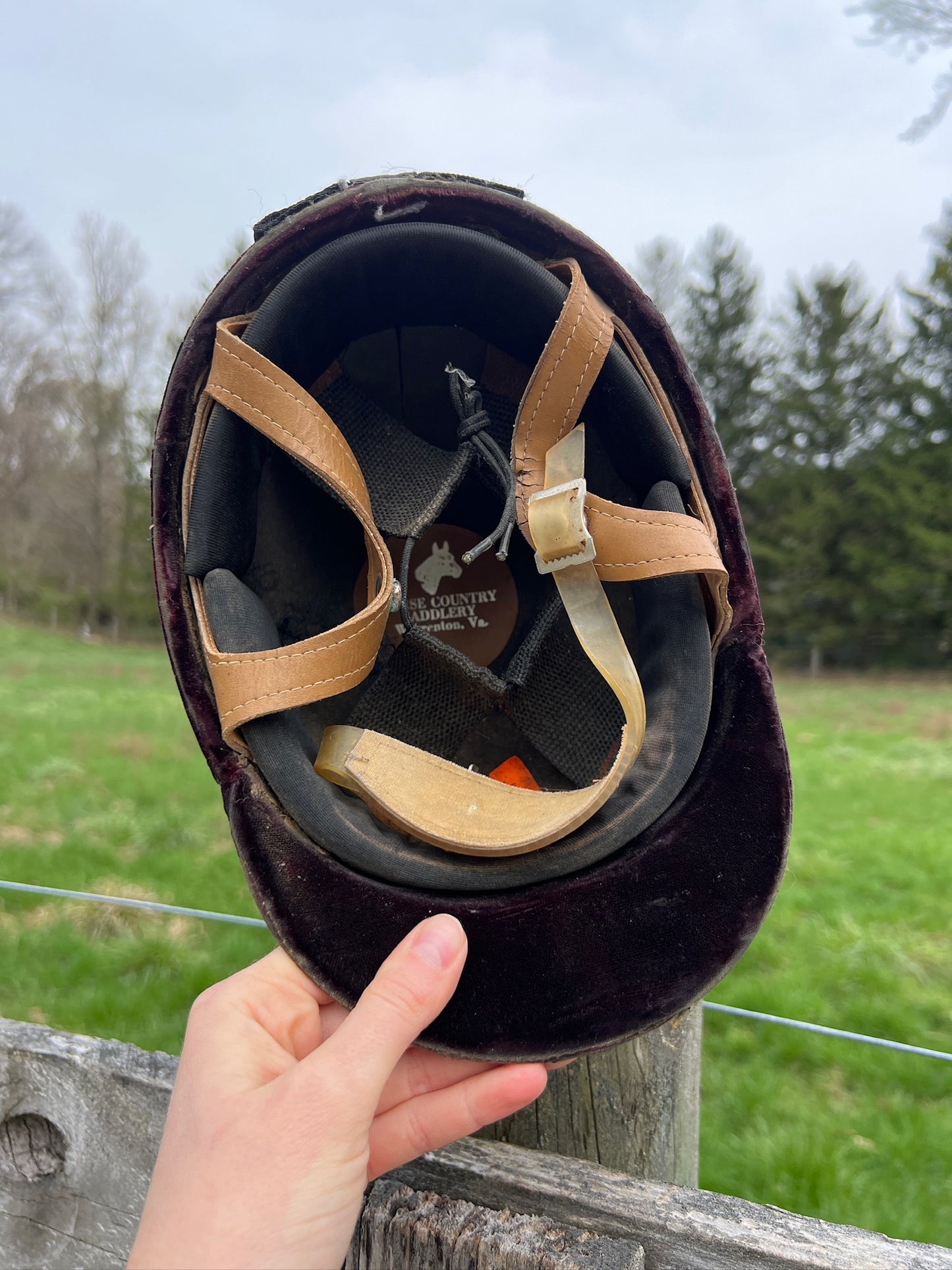 Vintage 1980s Velvet Equestrian Horse Riding Helmet