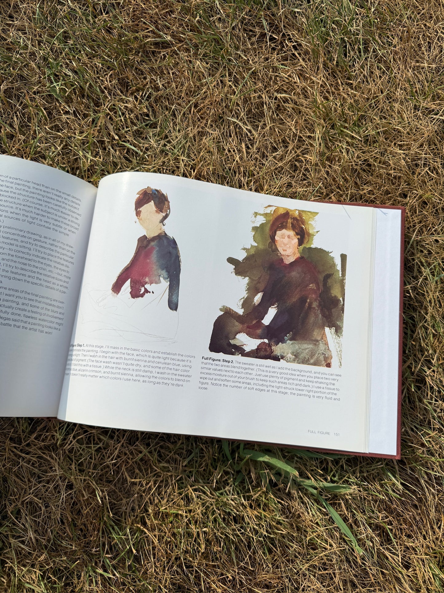 Vintage 1970s Portrait Painting in Watercolor Book
