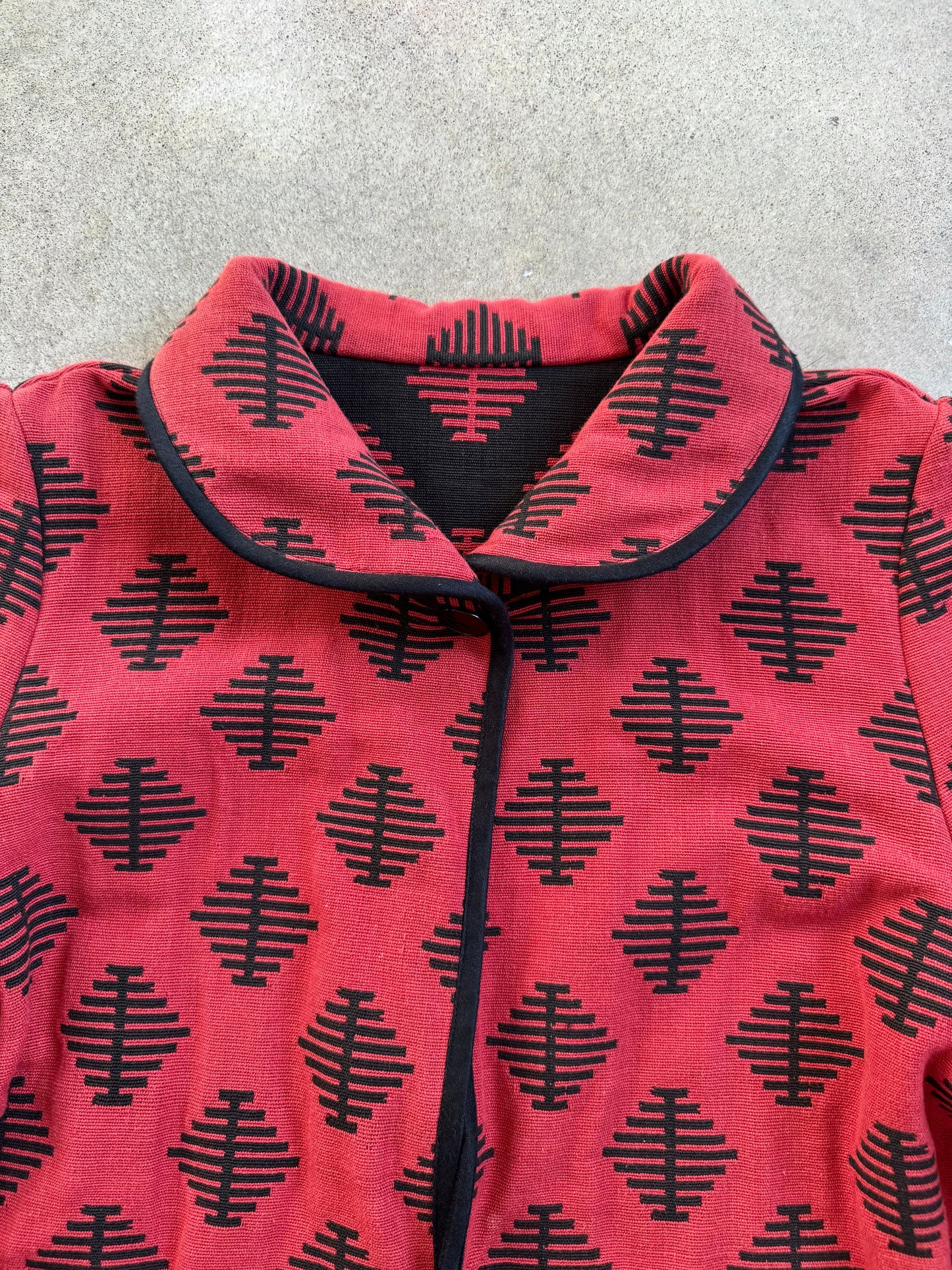 Vintage 1980s Red & Black Pattern Reversible Jacket | L/XL
